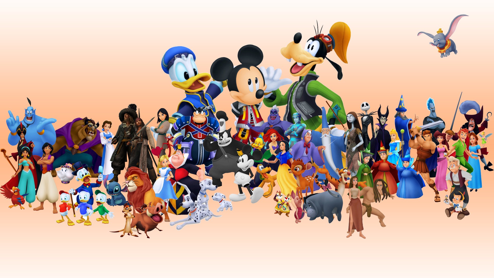 General 1920x1080 movies Disney Donald Duck Mickey Mouse Goofy Kingdom Hearts digital art simple background