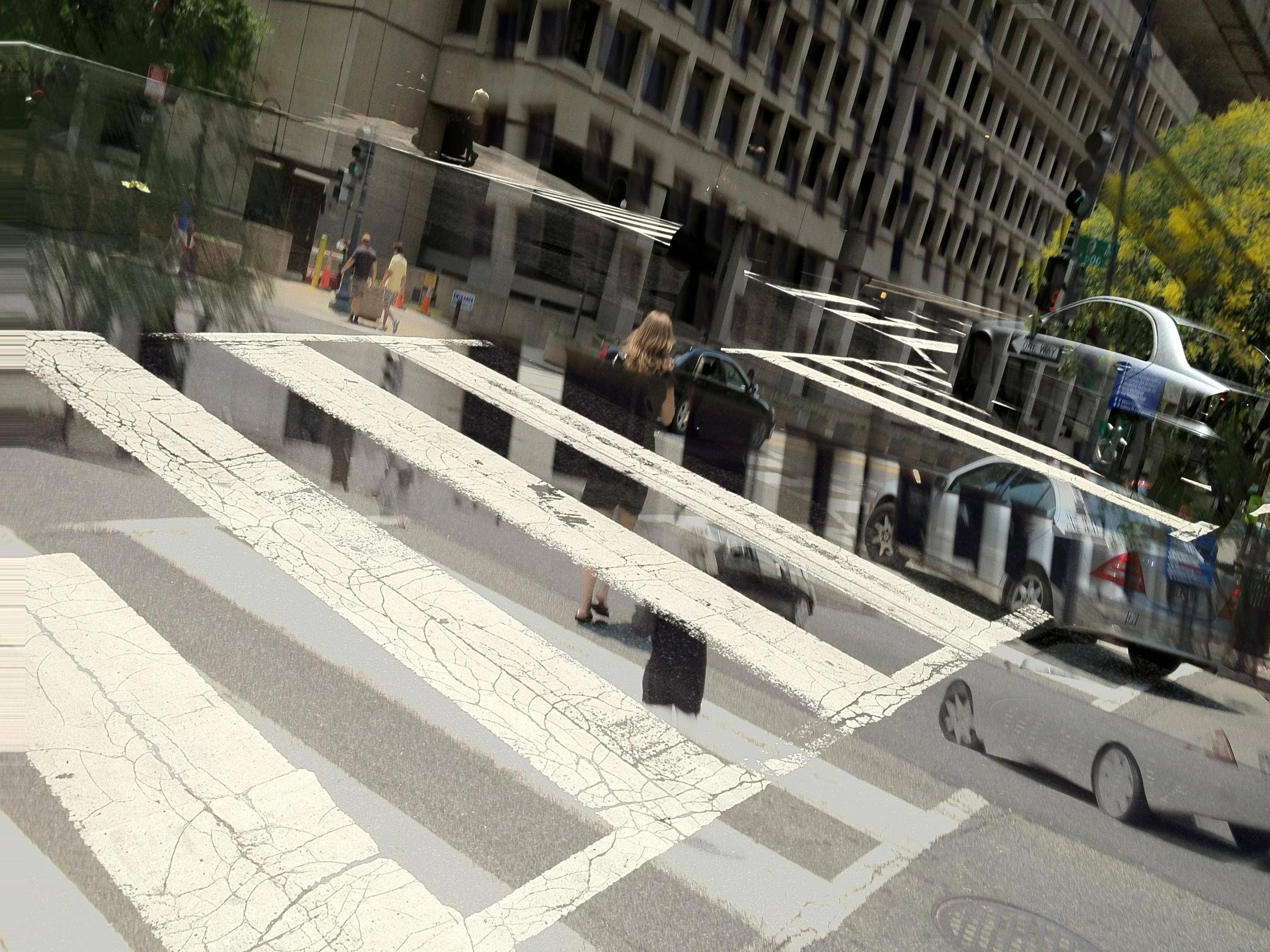 General 2546x1909 glitch art intersections city pedestrian digital art