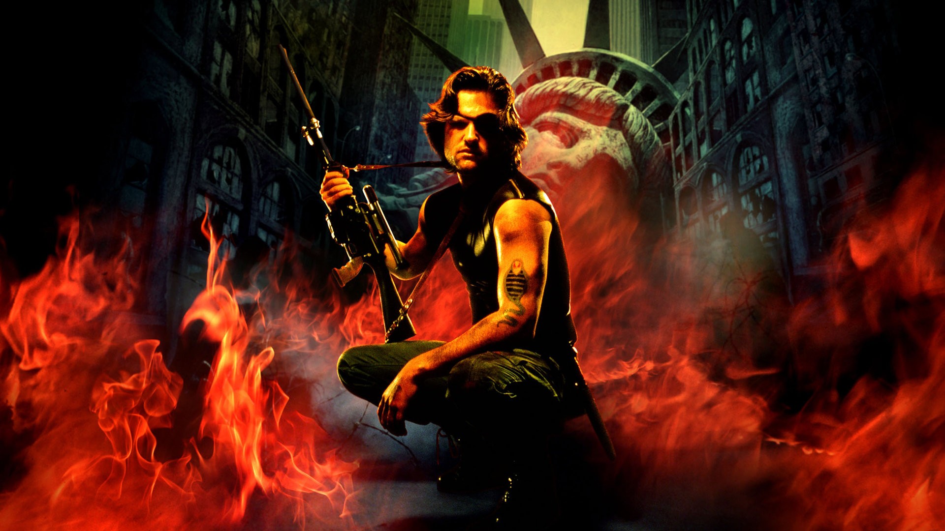 General 1920x1080 movies Kurt Russell snake tattoo Escape from New York