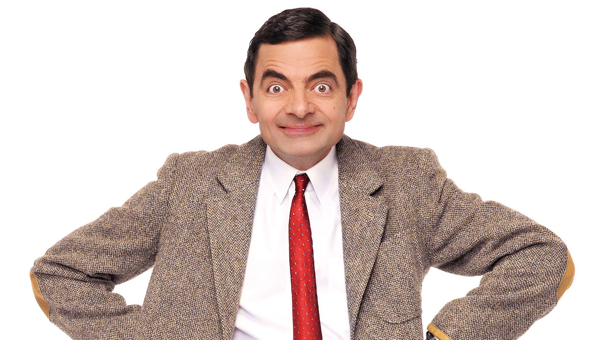 People 1920x1080 movies Mr. Bean Rowan Atkinson men actor smiling suits tie white background TV series