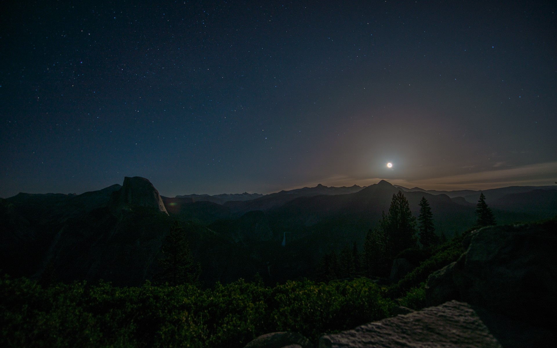 General 1920x1200 landscape sky stars Yosemite Valley California Moon nature USA