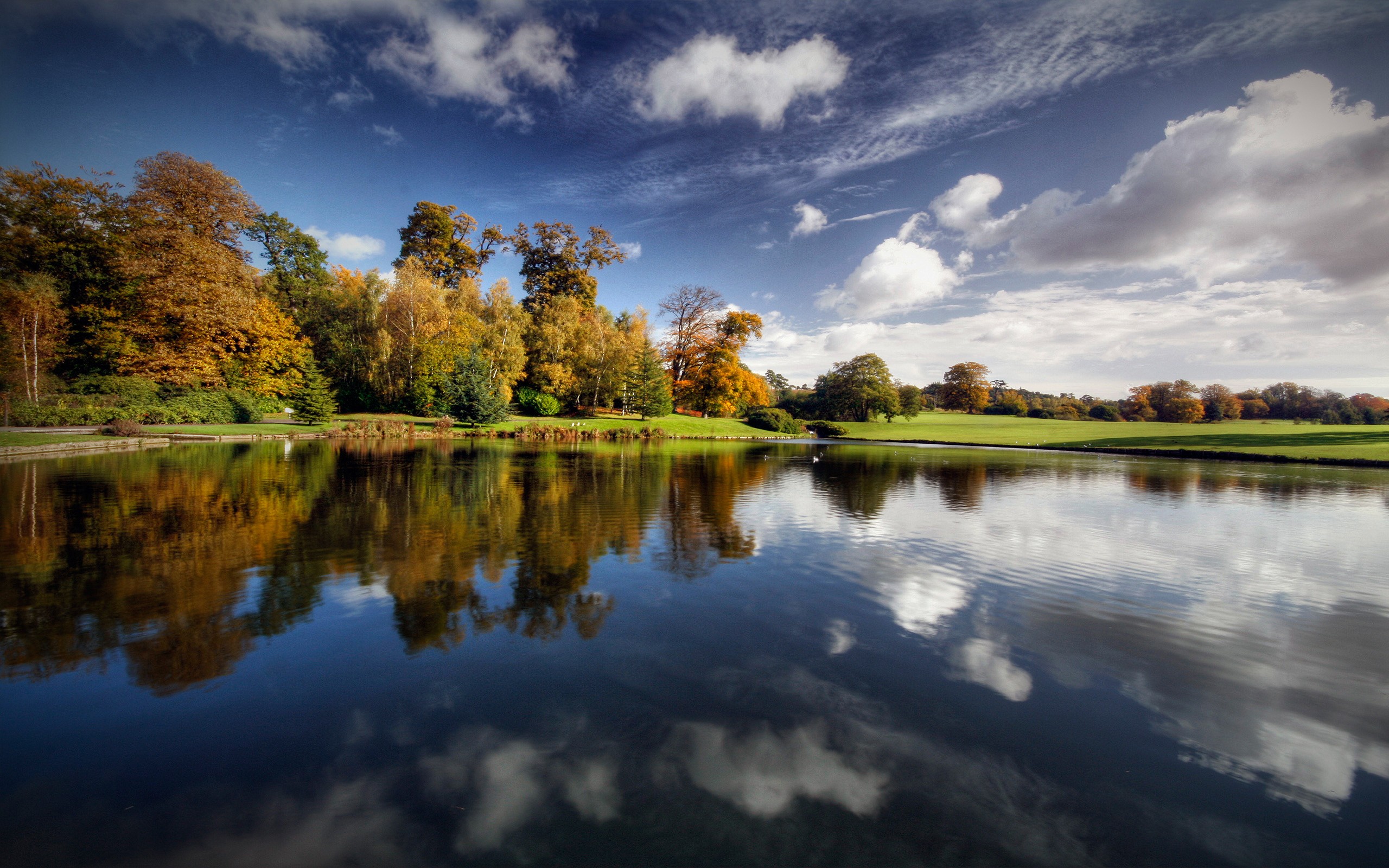 General 2560x1600 nature HDR landscape lake reflection sky trees water clouds