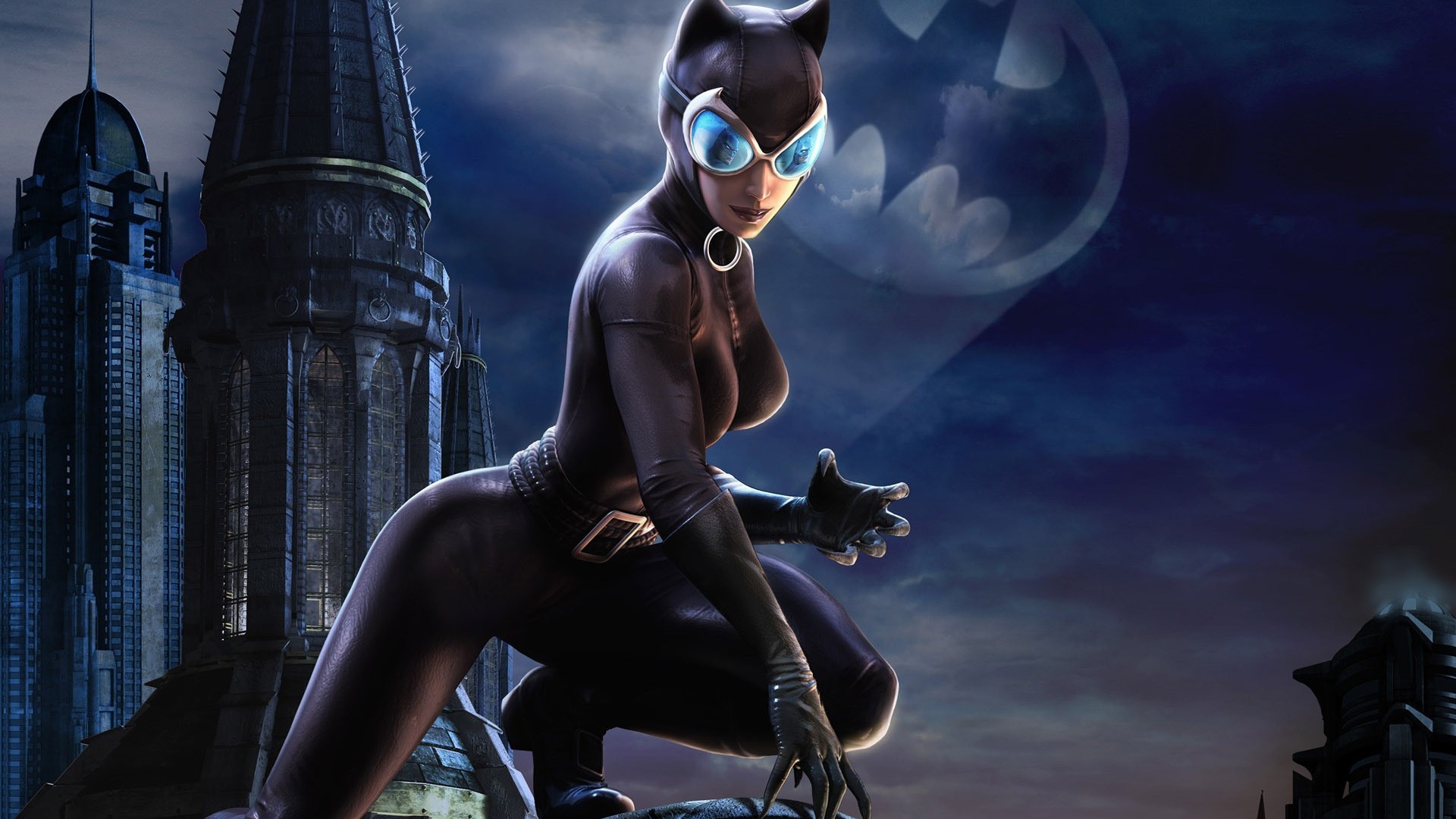 General 1920x1080 Batman Catwoman artwork dark Gotham City claws night mask DC Universe Online video games DC Comics