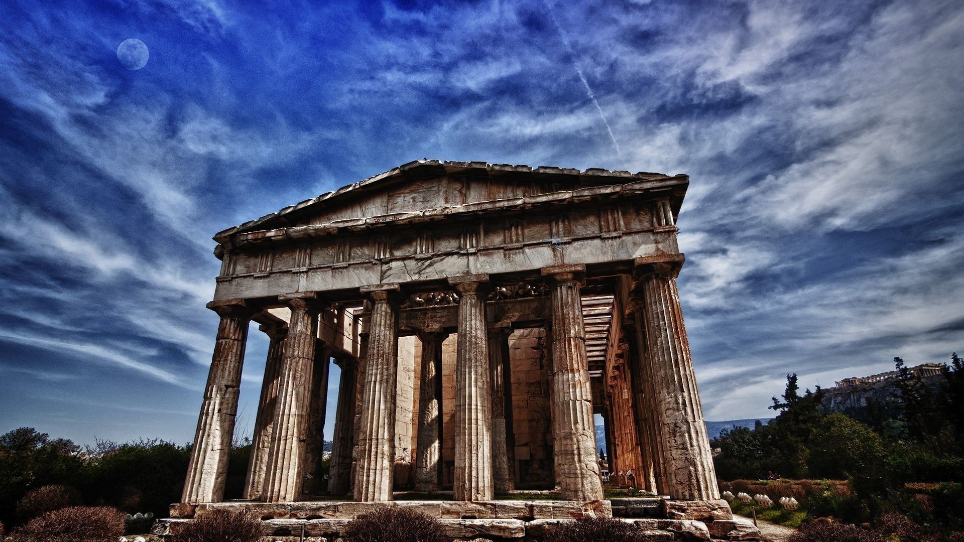 General 1920x1080 HDR building Greece sky Moon monuments outdoors ancient ruins landmark Europe