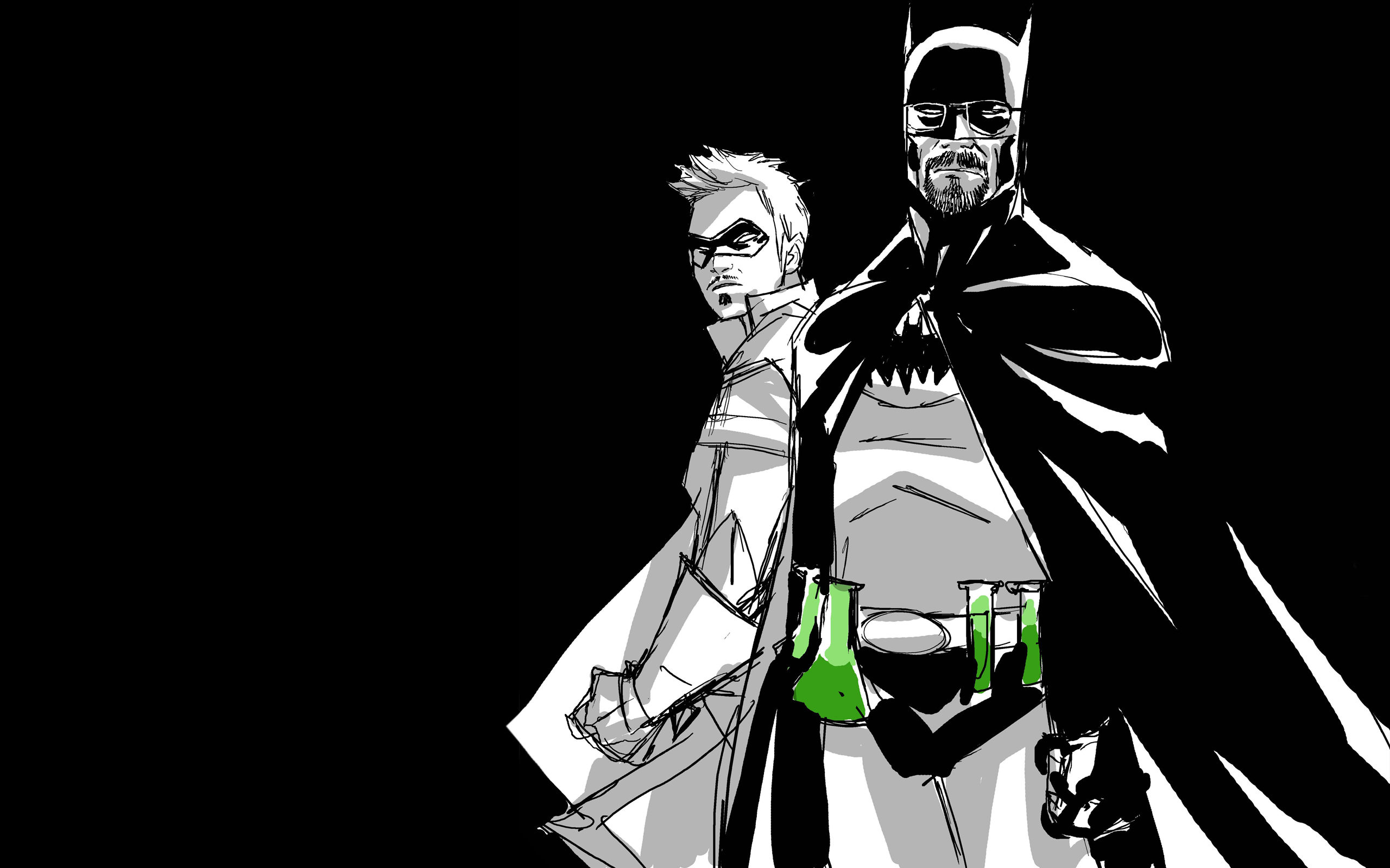 General 2560x1600 Batman Breaking Bad TV series humor fan art simple background black background drawing Walter White Jesse Pinkman