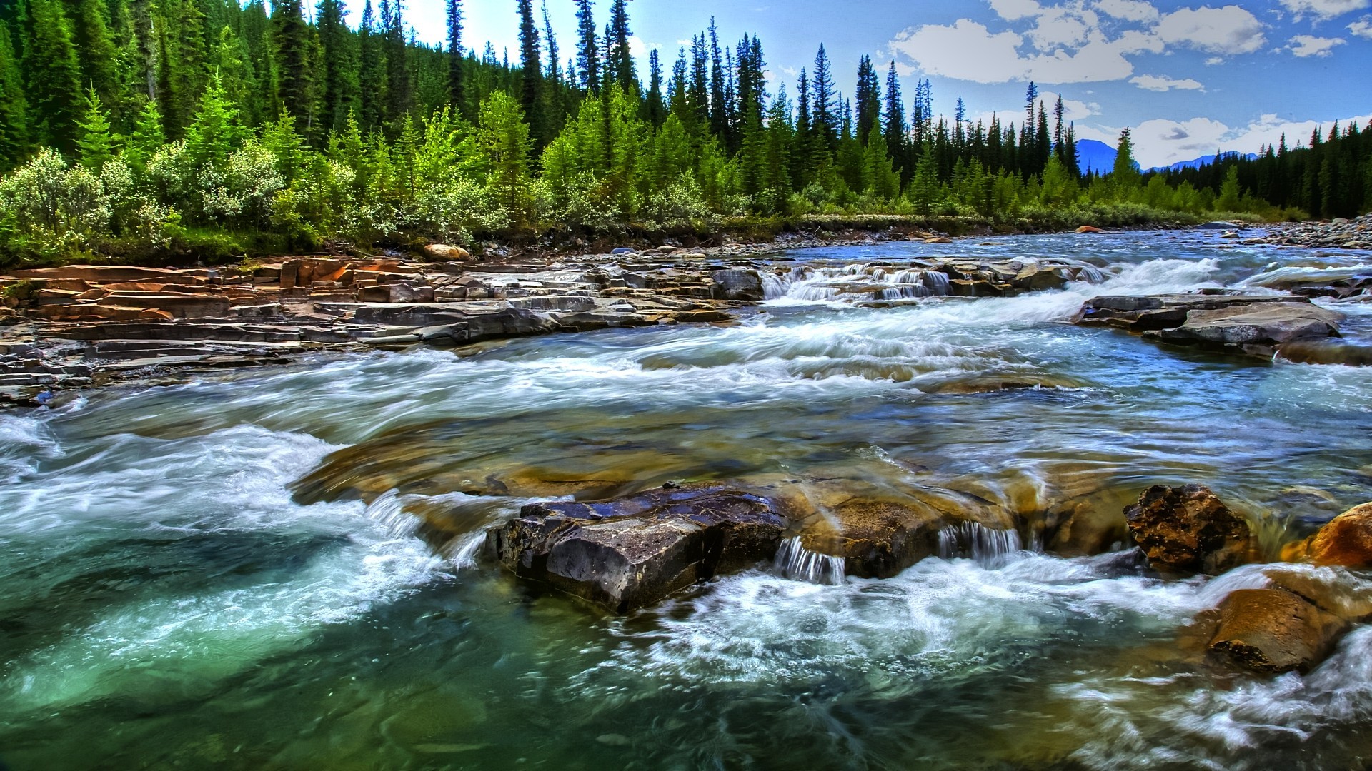 General 1920x1080 landscape river water nature trees stream