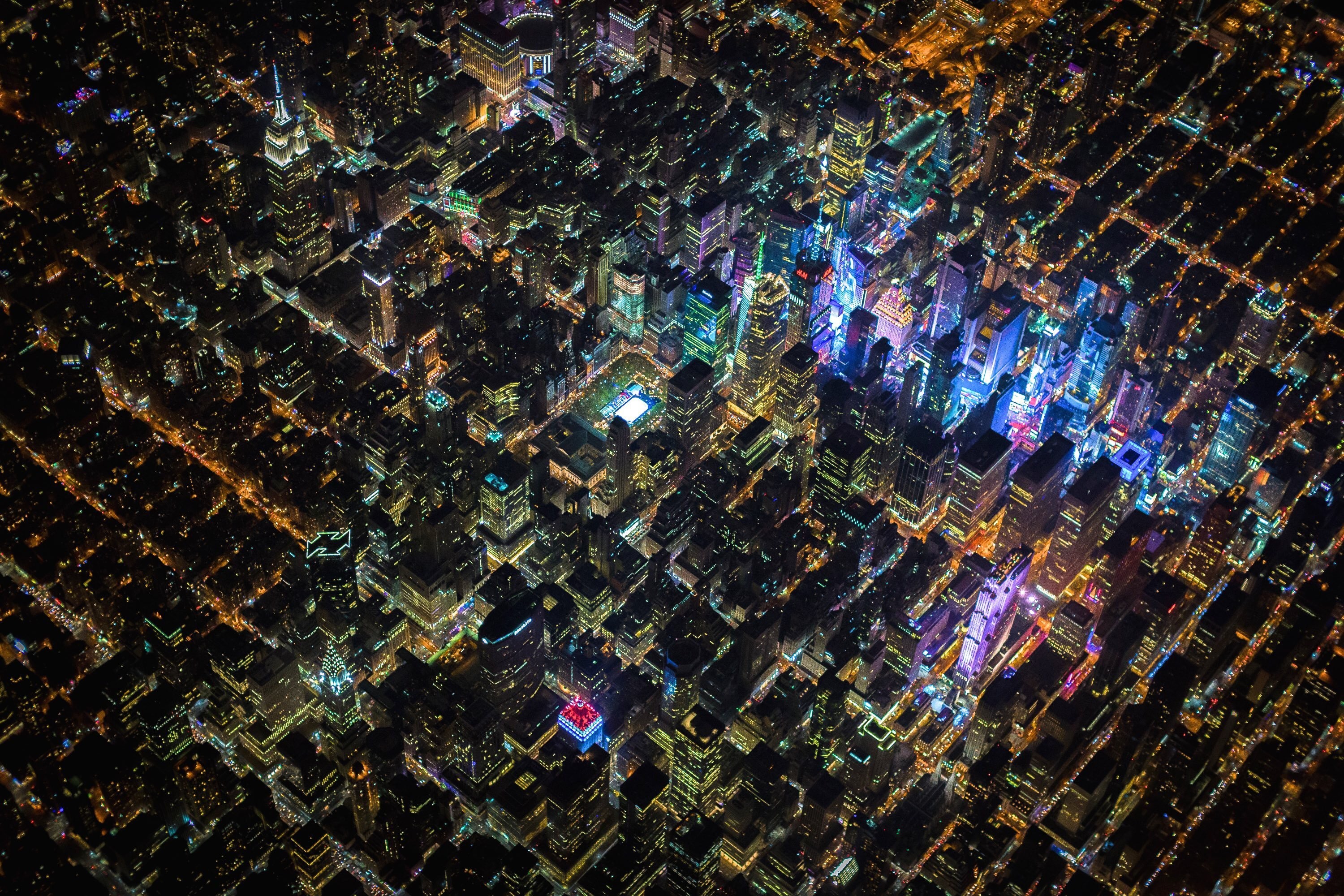 General 3000x2000 New York City USA night city aerial view skyscraper city lights cityscape