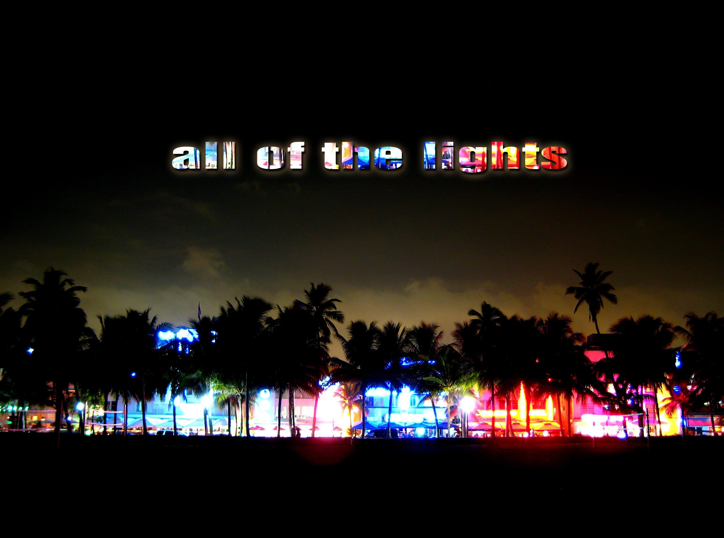 General 3000x2230 typography neon night dark low light text digital art sky palm trees lights