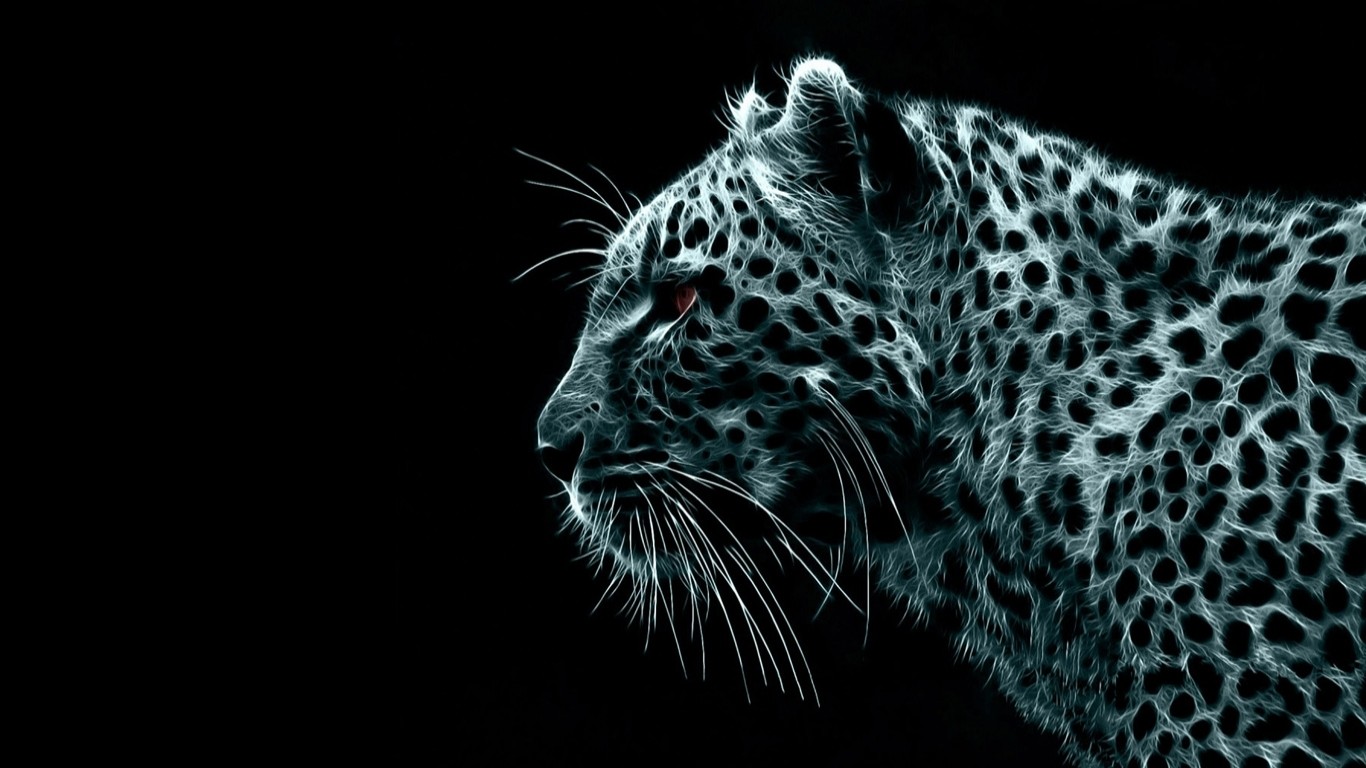 General 1366x768 Fractalius big cats digital art animals mammals leopard