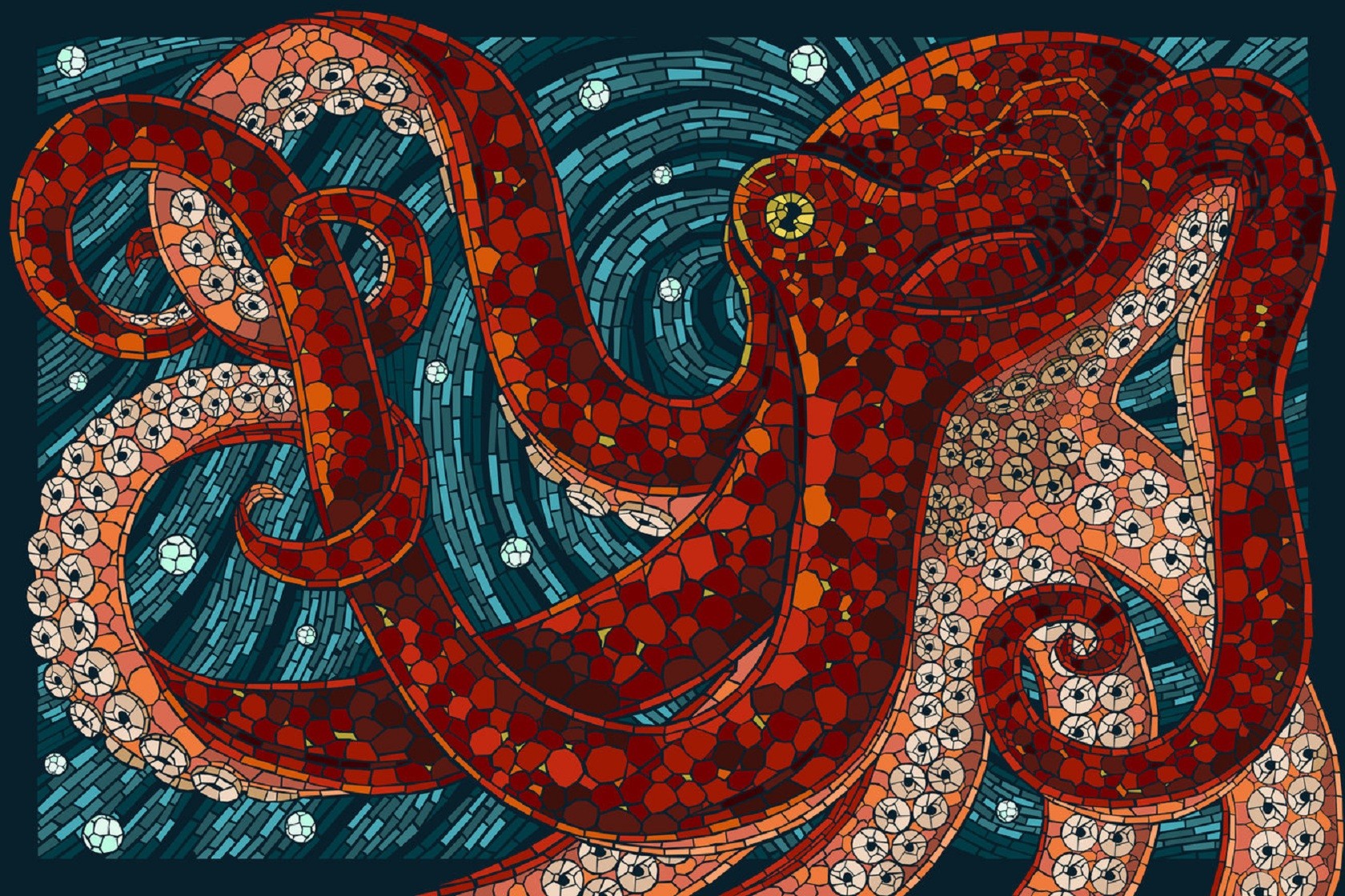 General 1680x1120 animals artwork red mosaic octopus