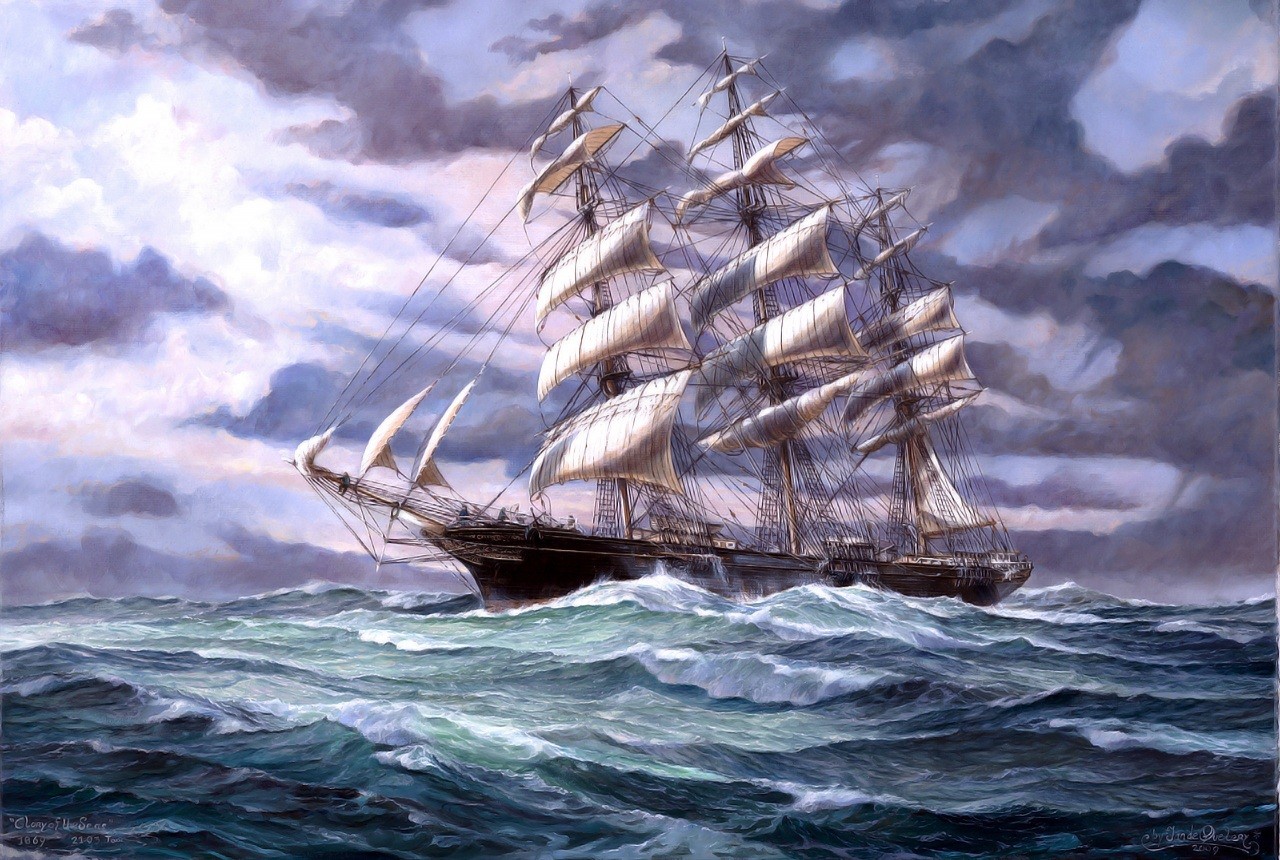 General 1280x860 sailing ship ship sea artwork vehicle painting rigging (ship)