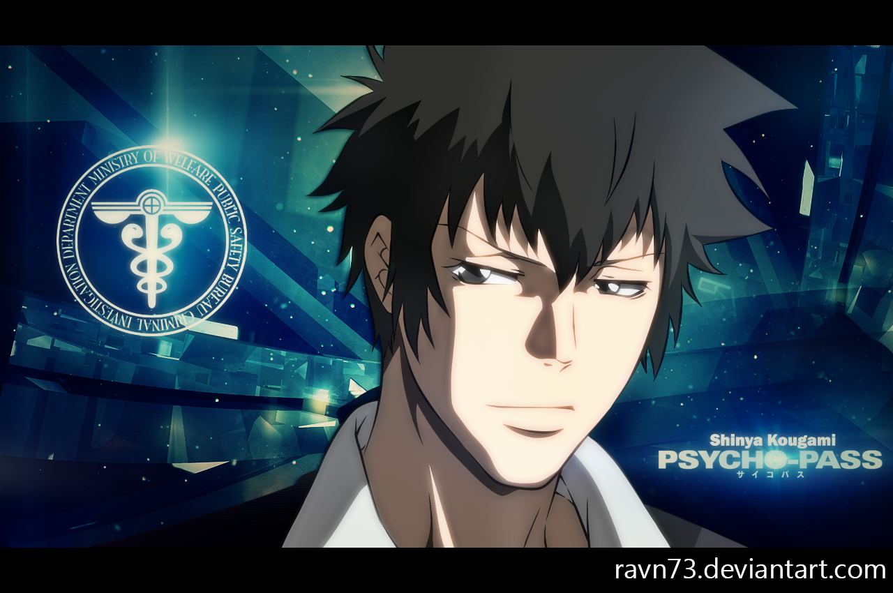 Anime 1280x850 anime Psycho-Pass Shinya Kogami anime boys dark hair dark eyes looking at viewer DeviantArt watermarked