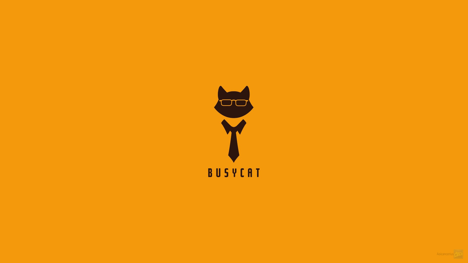 General 1920x1080 poster Business Cat minimalism orange background simple background tie cats artwork