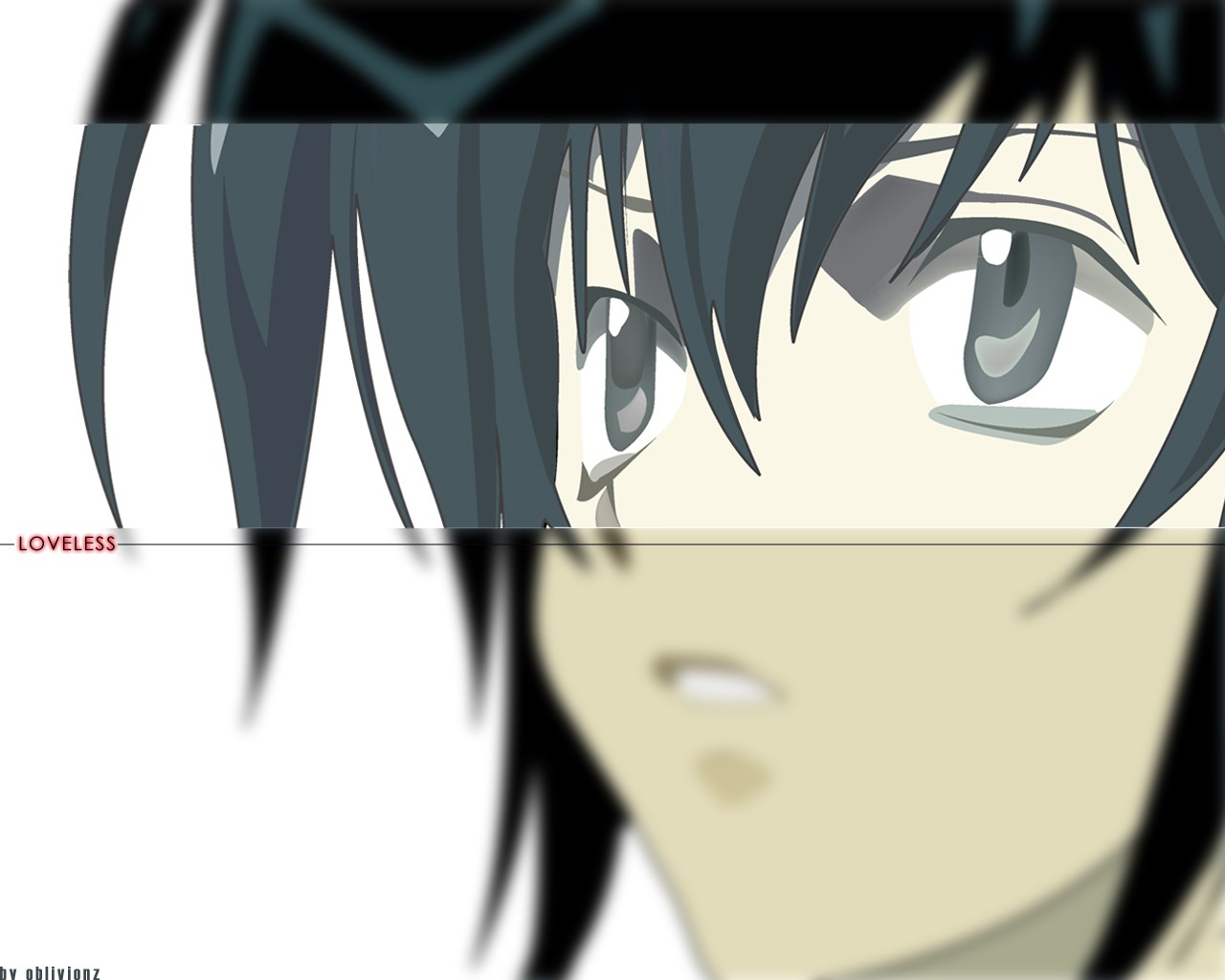 Anime 1280x1024 anime Loveless dark eyes dark hair face closeup white background simple background