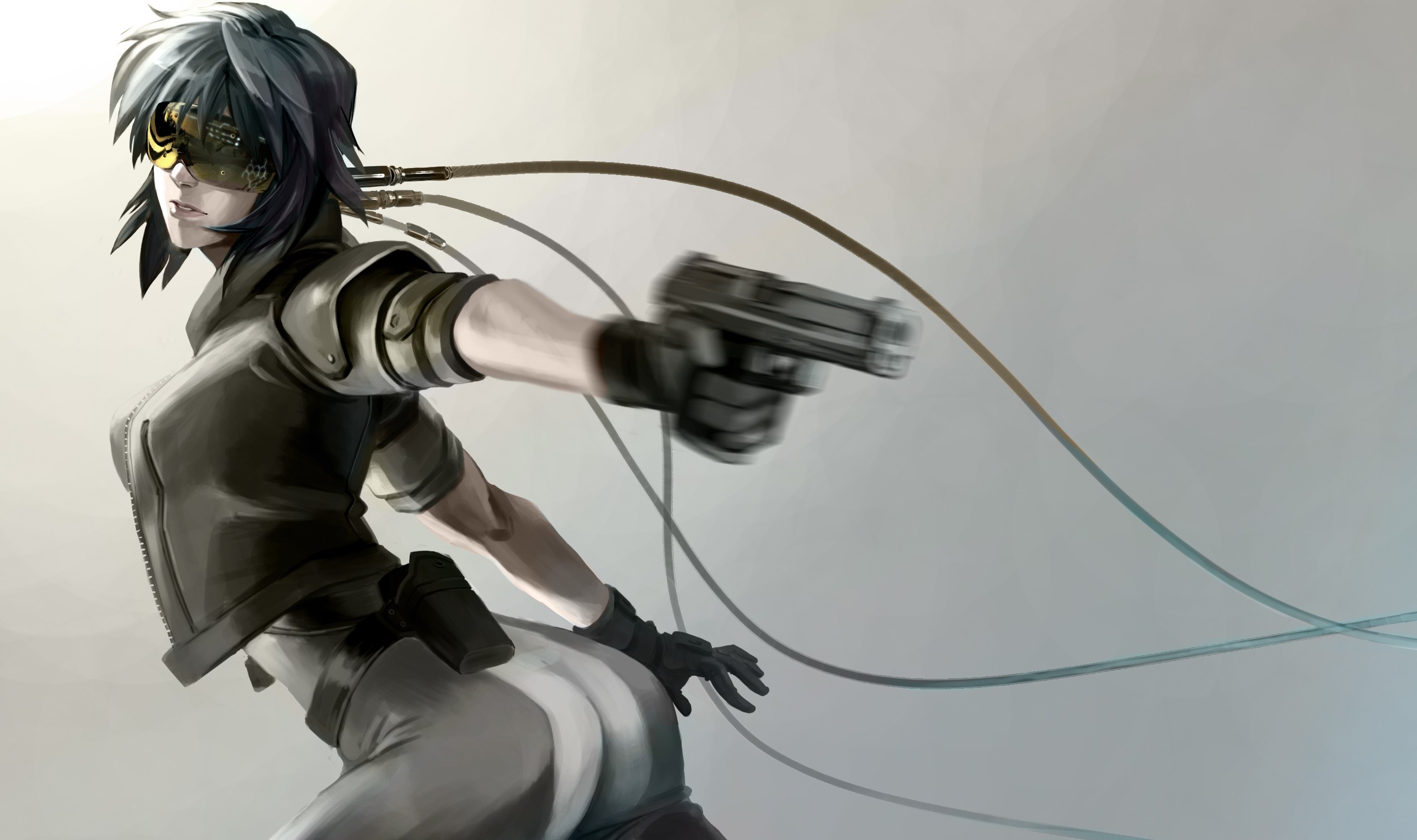 Anime 2864x1699 manga Ghost in the Shell anime ass boobs gun weapon anime girls simple background Kusanagi Motoko girls with guns anime girls with guns