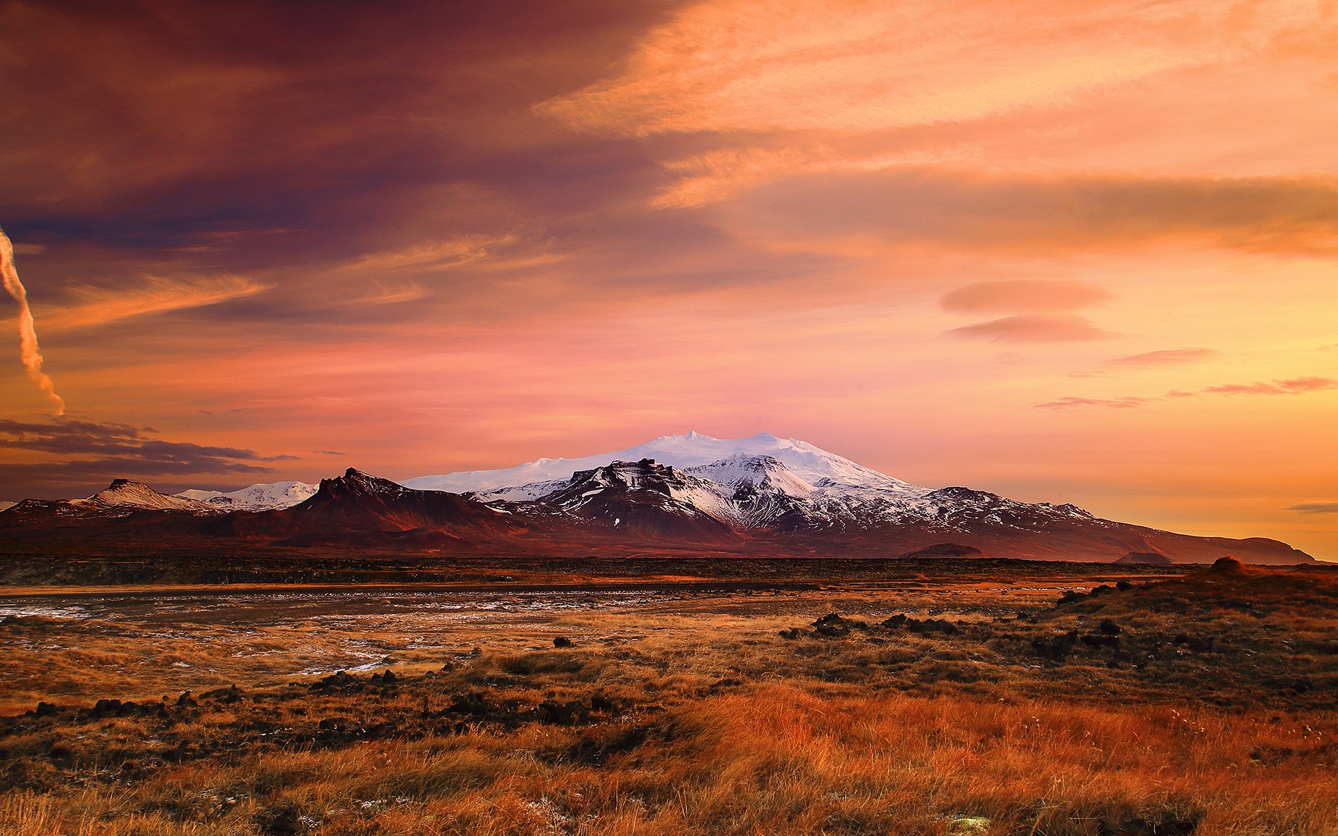 General 1920x1200 landscape Iceland mountains sunset nature tundra clouds snow nordic landscapes