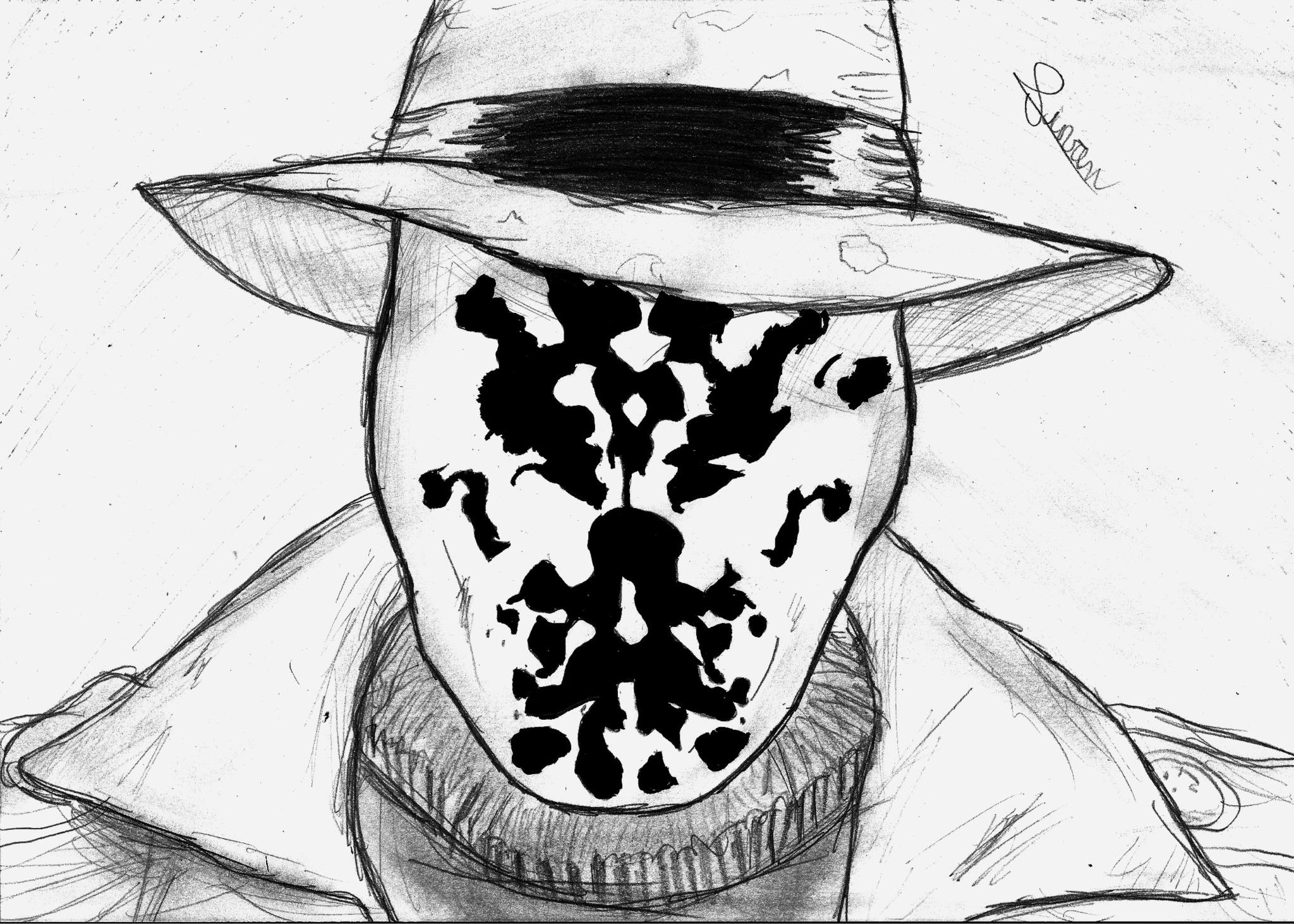 General 2048x1462 Rorschach drawing Watchmen movies digital art closeup simple background