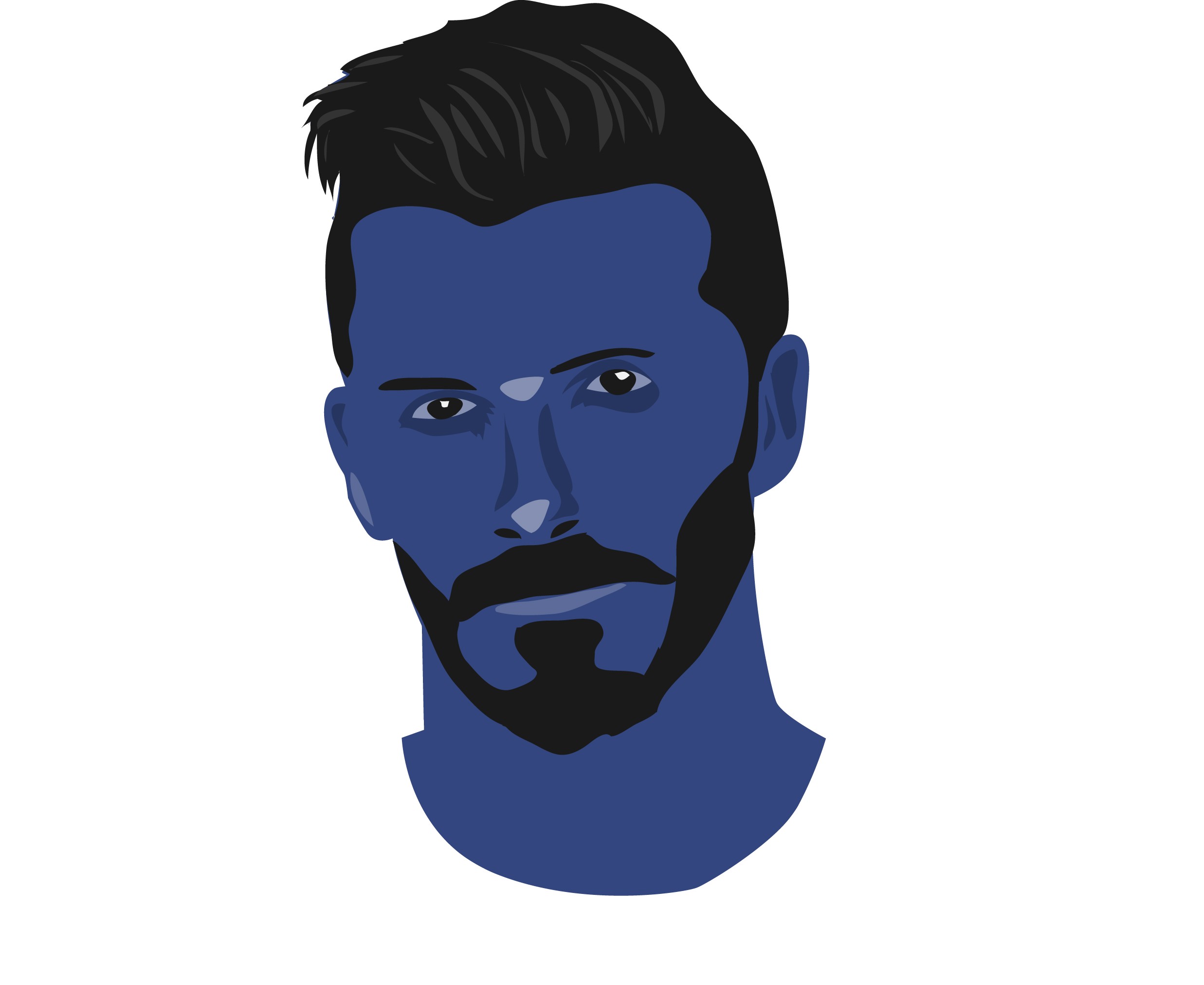 General 2474x2022 David Beckham men photoshopped blue black beard simple background digital art