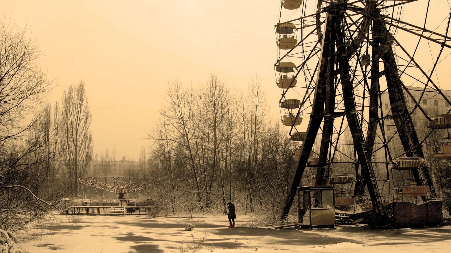 General 1920x1080 apocalyptic snow alone urbex Pripyat abandoned Chernobyl beige Ukraine