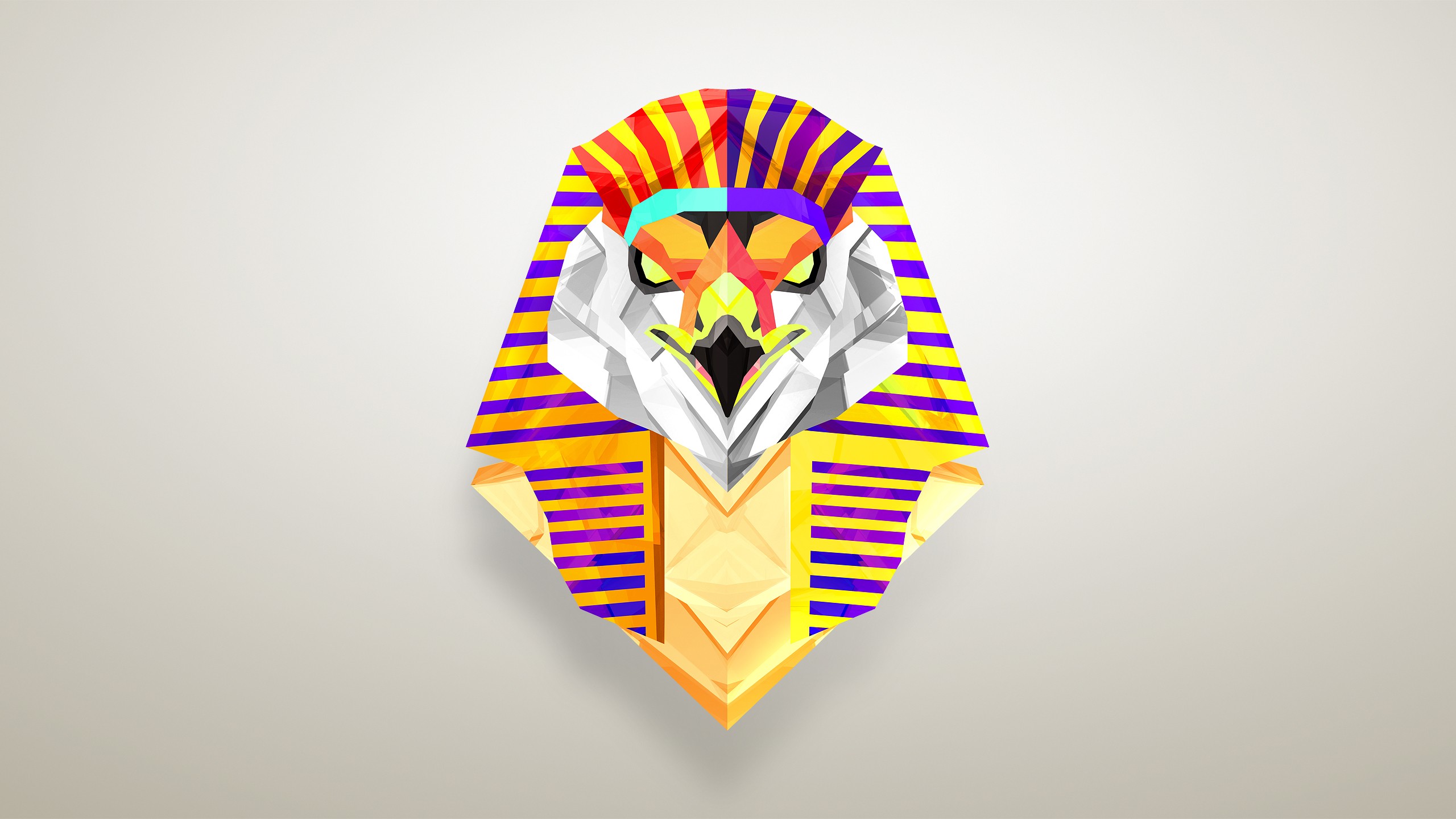 General 2560x1440 facets artwork Justin Maller simple background digital art white background gods CGI 3D Abstract abstract Horus (deity) Ra