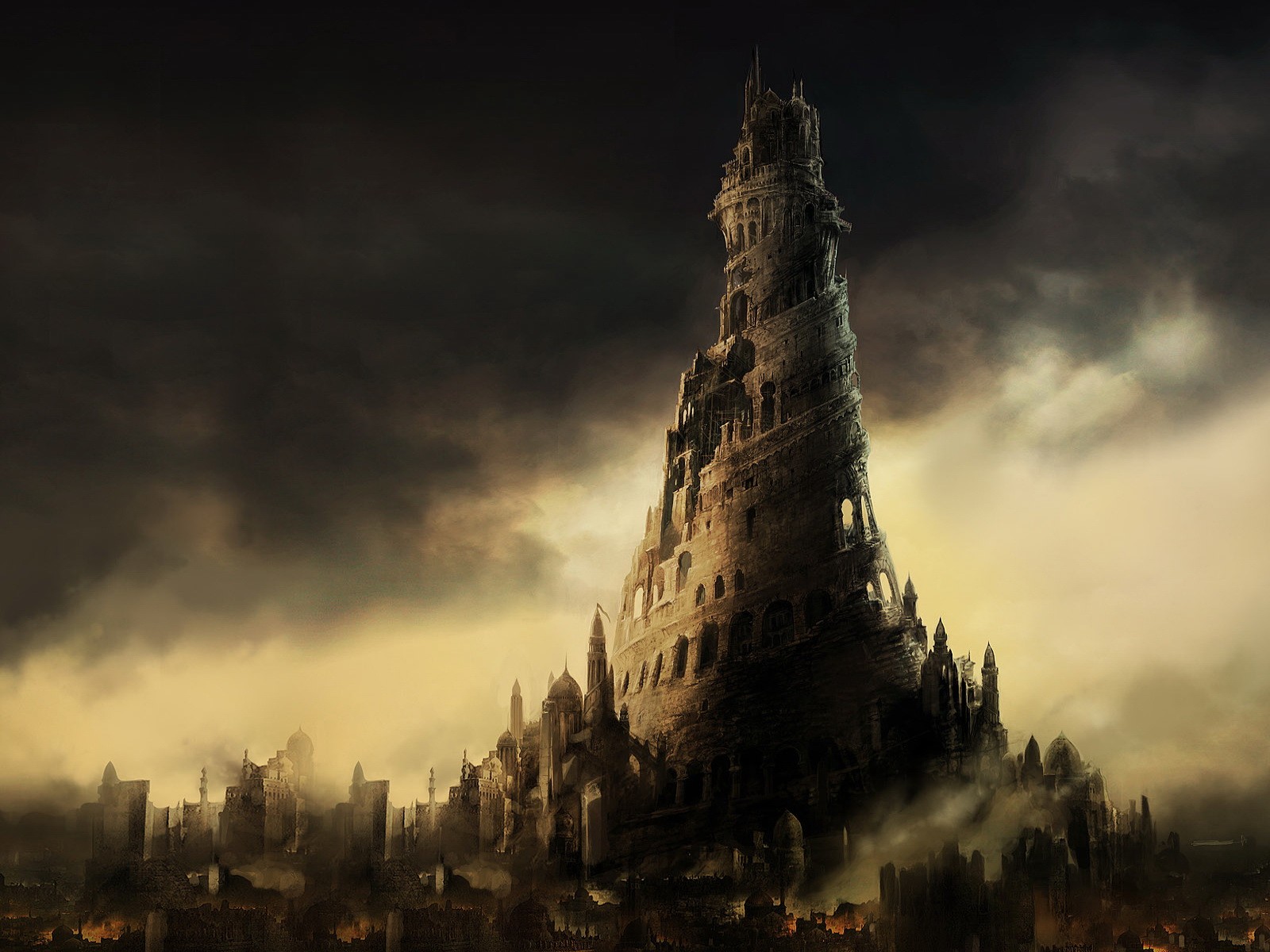 General 1600x1200 digital art CGI Tower of Babel fantasy art artwork
