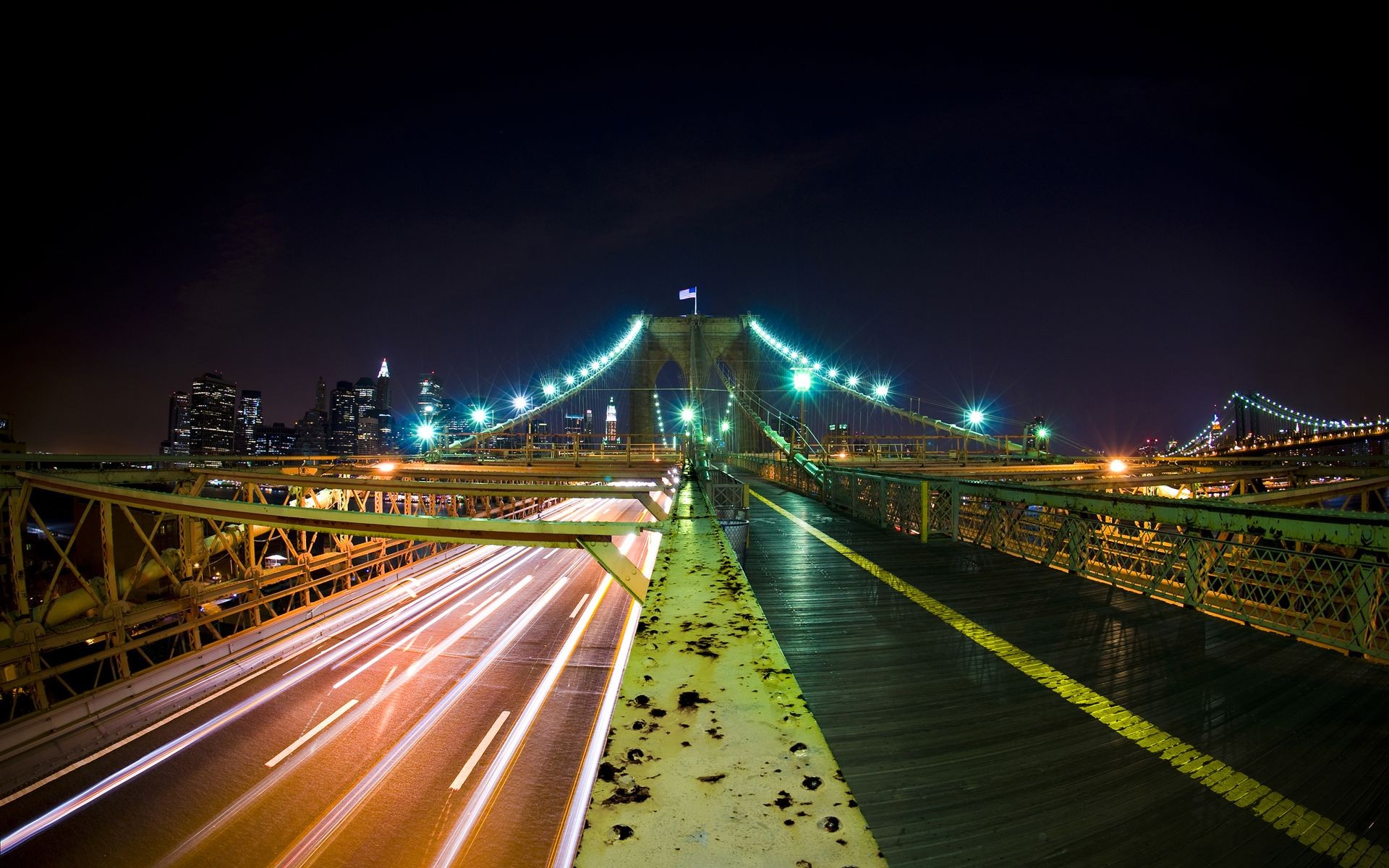 General 1920x1200 bridge USA cityscape lights night New York City Brooklyn Bridge low light