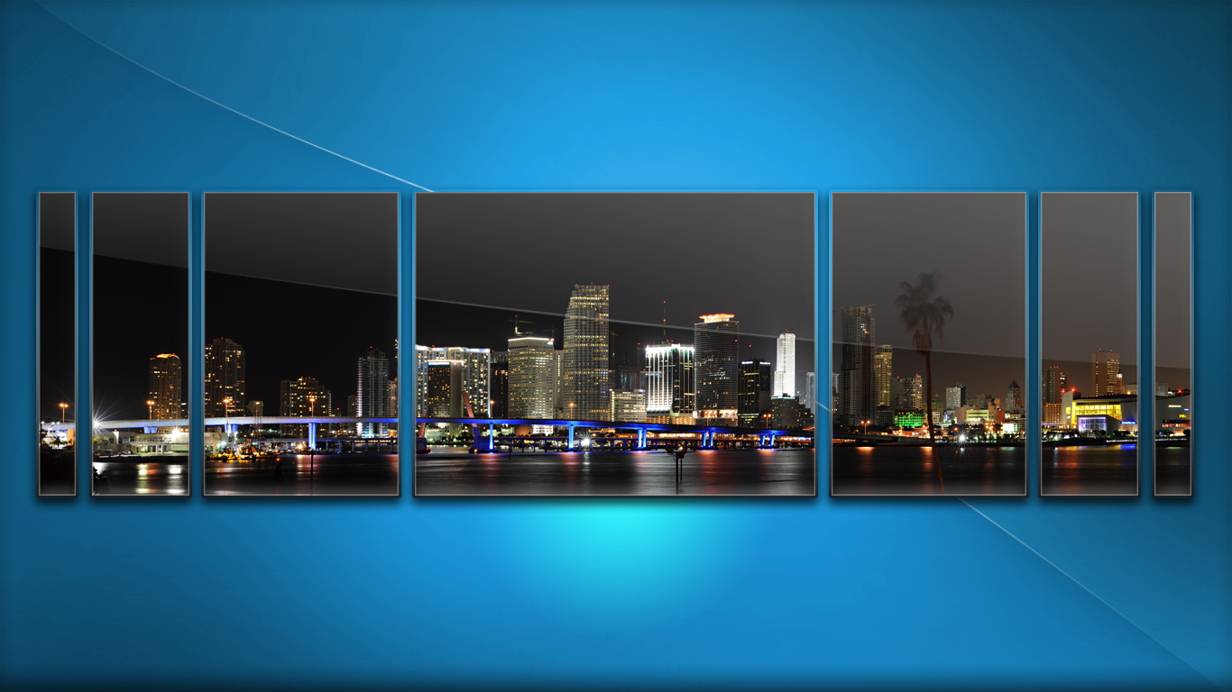 General 1366x768 blue collage cityscape Miami digital art