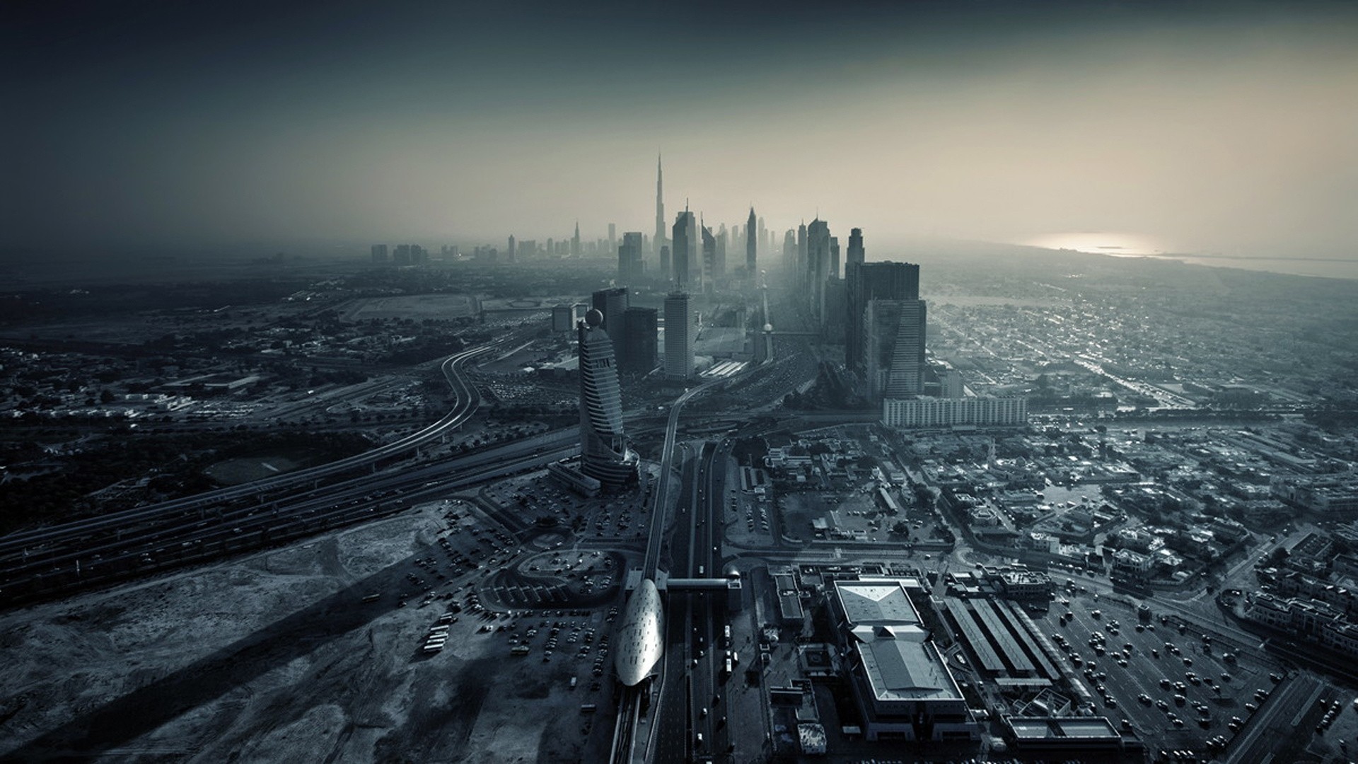 General 1920x1080 Dubai United Arab Emirates monochrome city cityscape