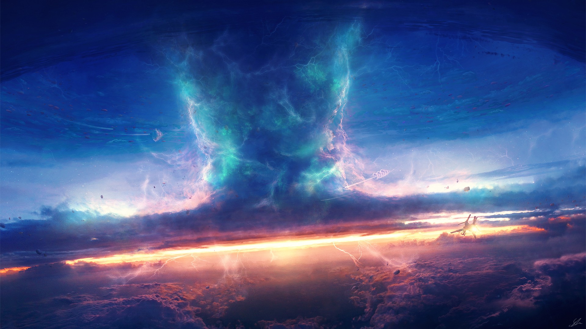 General 1920x1080 tornado sky DeviantArt digital art artwork storm clouds lightning