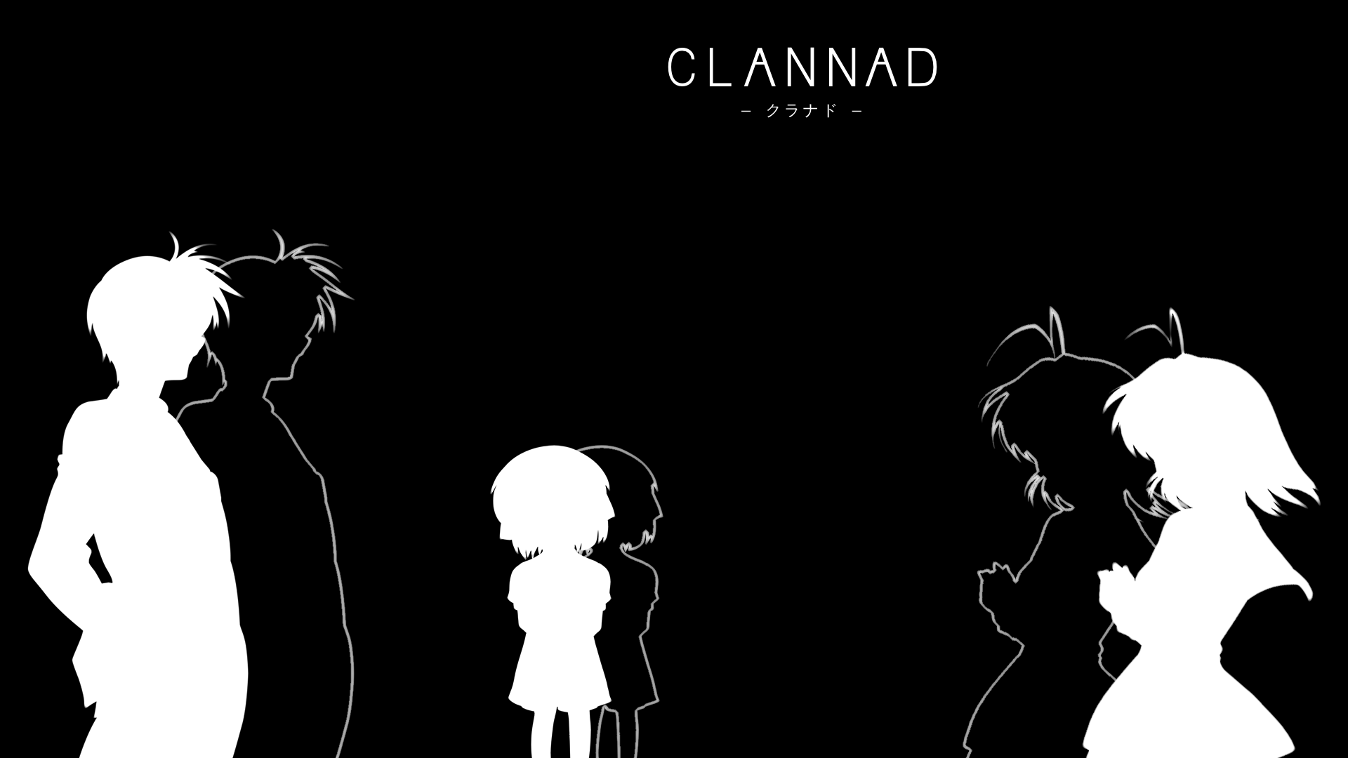 Anime 1920x1080 anime Clannad Furukawa Nagisa Okazaki Tomoya Ushio Okazaki anime boys anime girls simple background black background minimalism silhouette