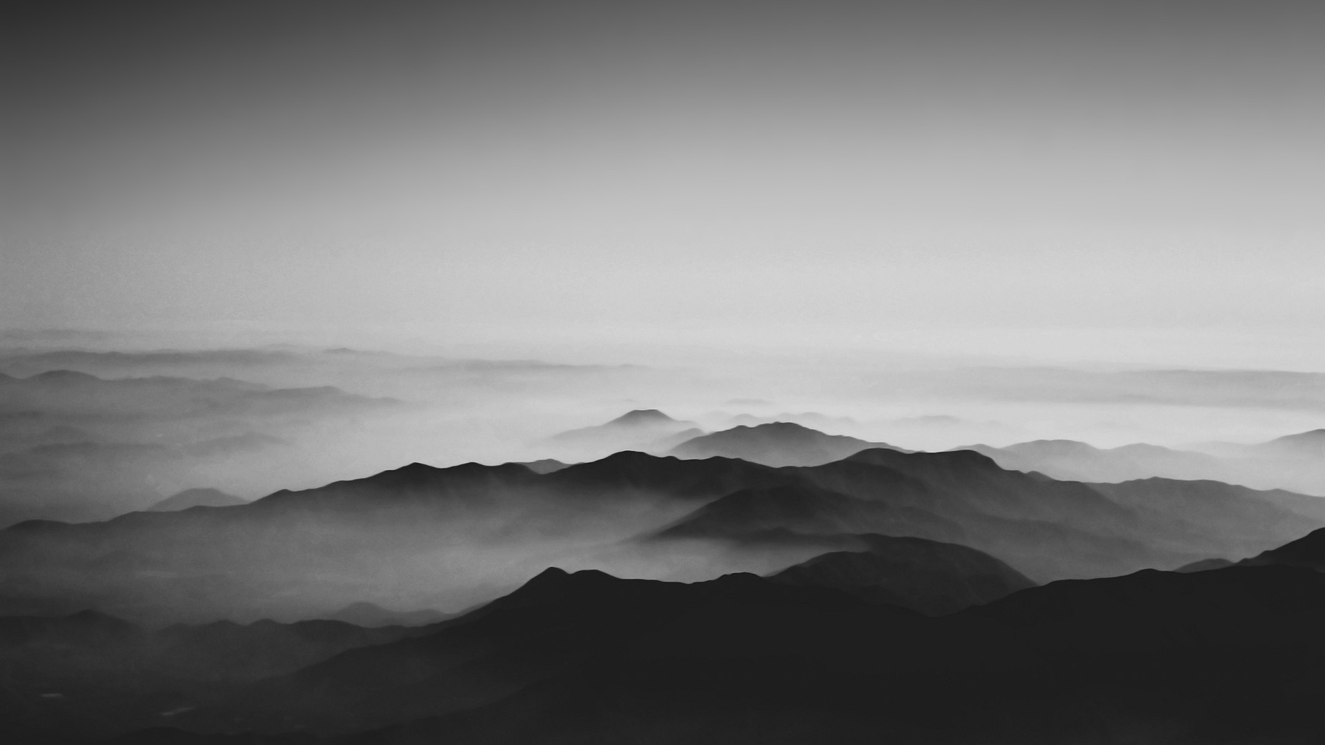 General 1920x1080 monochrome black clouds mountains sky white calm mist nature landscape