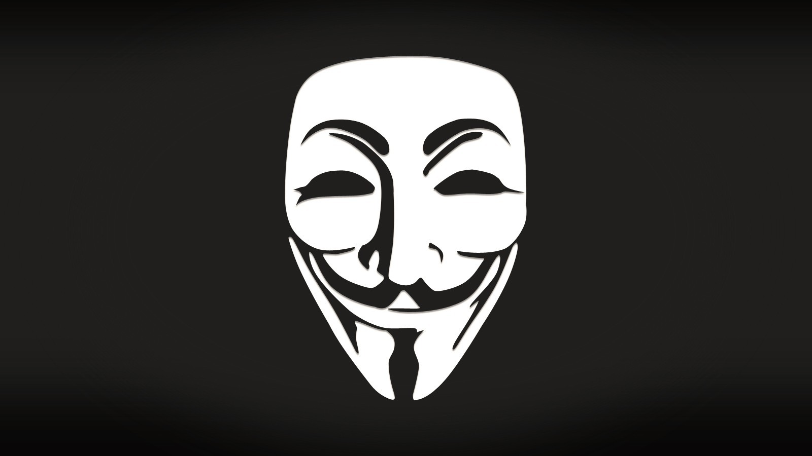 General 1600x900 Guy Fawkes mask mask simple background logo Anonymous (hacker group) monochrome