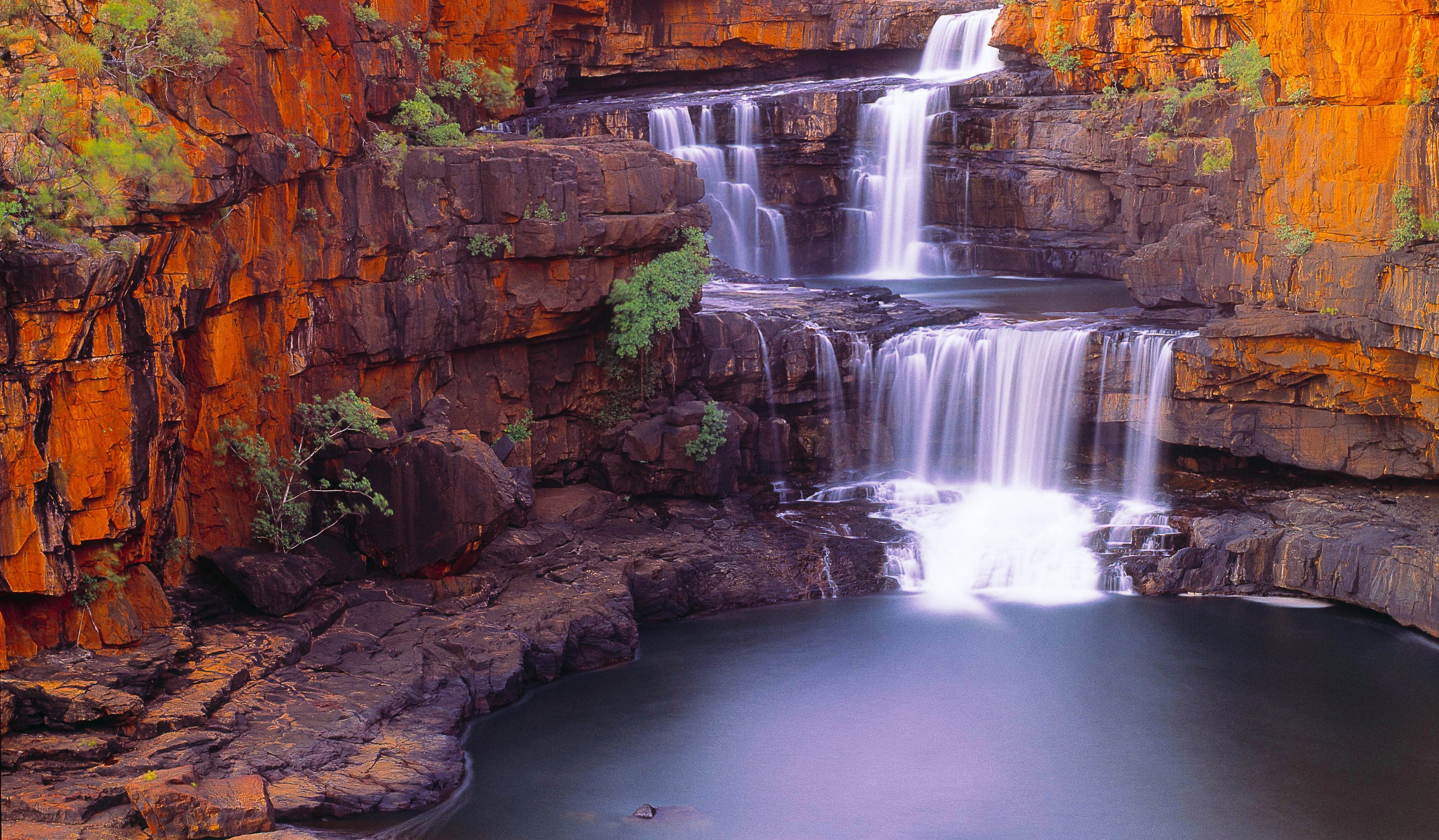 General 3500x2044 waterfall nature pond rocks shrubs Australia landscape