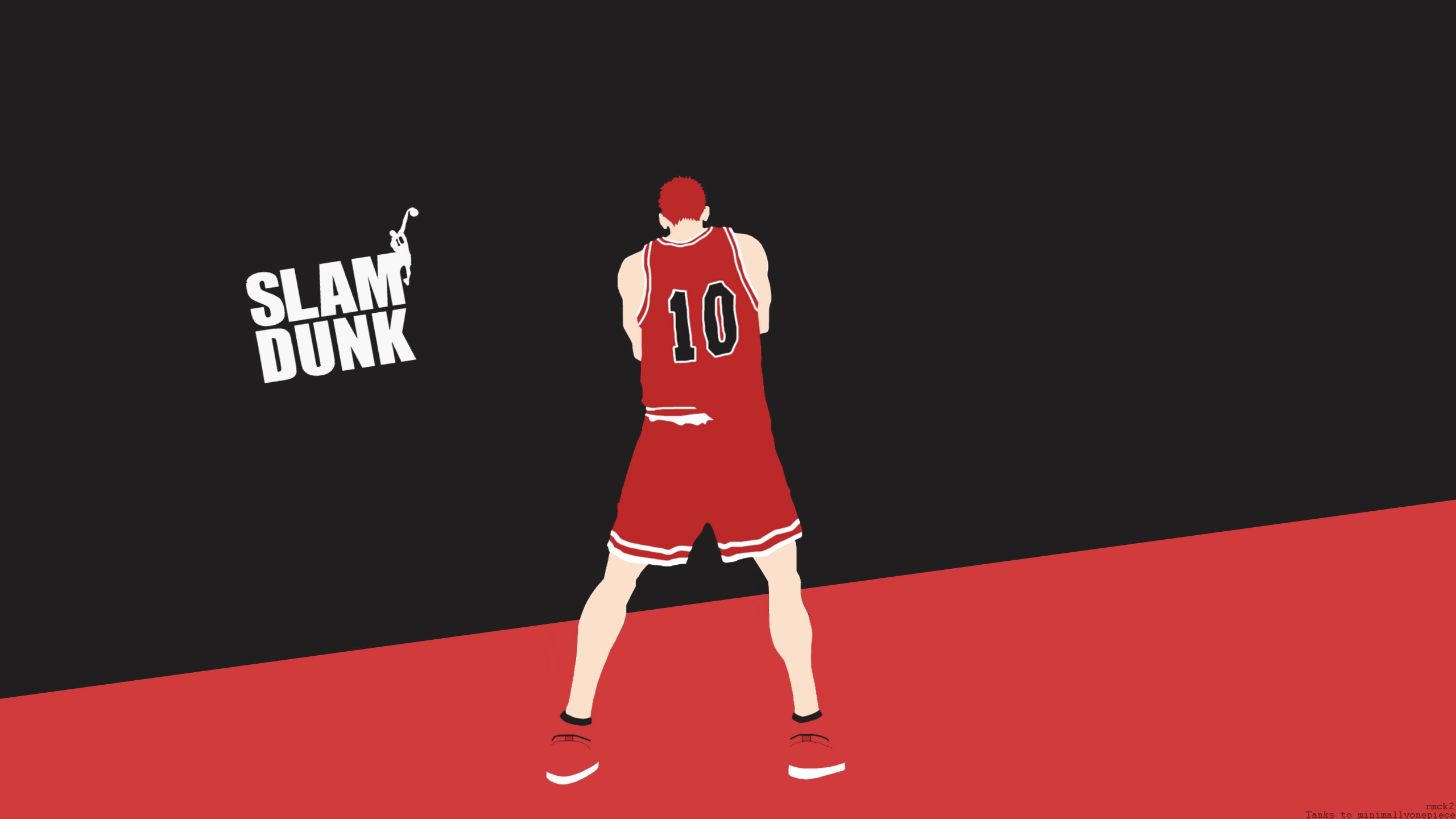 Anime 2560x1440 Slam Dunk (anime) Sakuragi Hanamichi Shohoku High sport anime boys simple background typography numbers redhead basketball