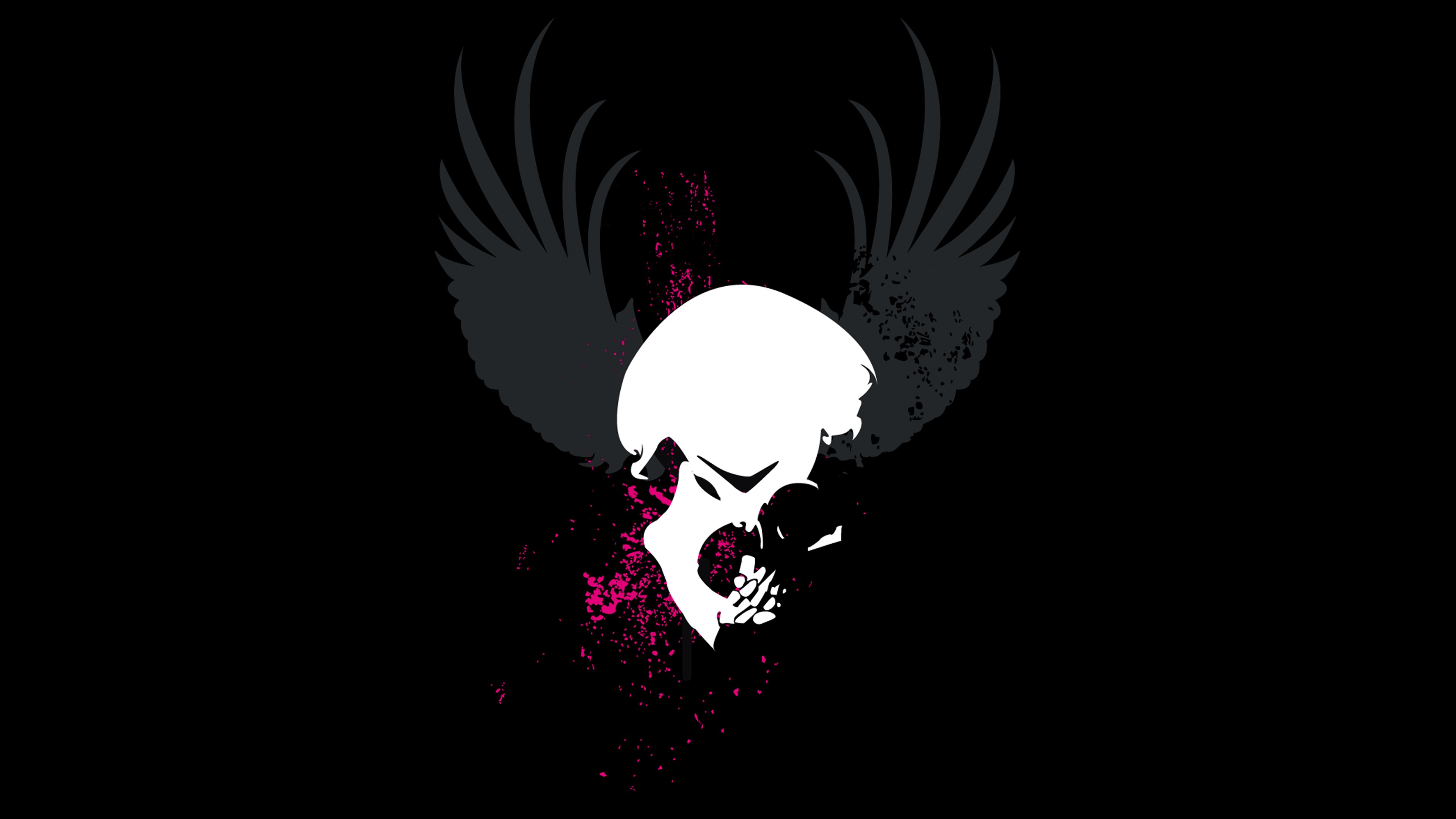 General 3840x2160 skull vector art grunge black background simple background artwork