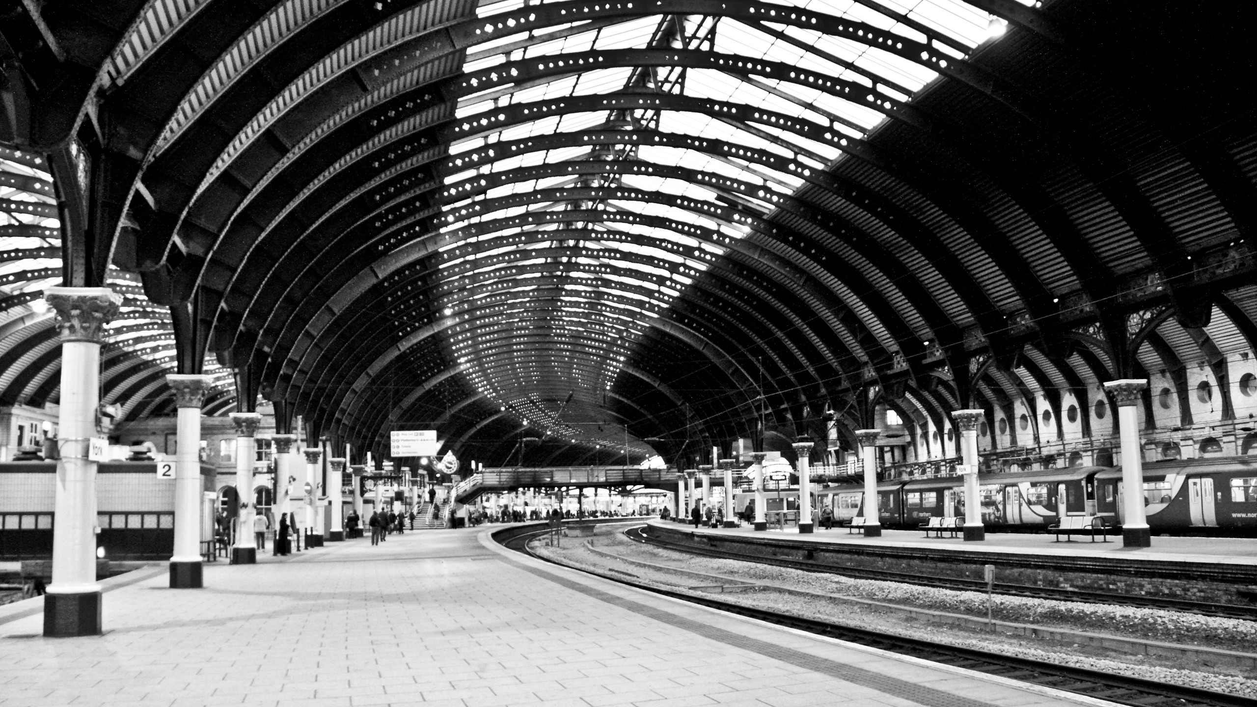 General 2560x1440 train station York England monochrome UK