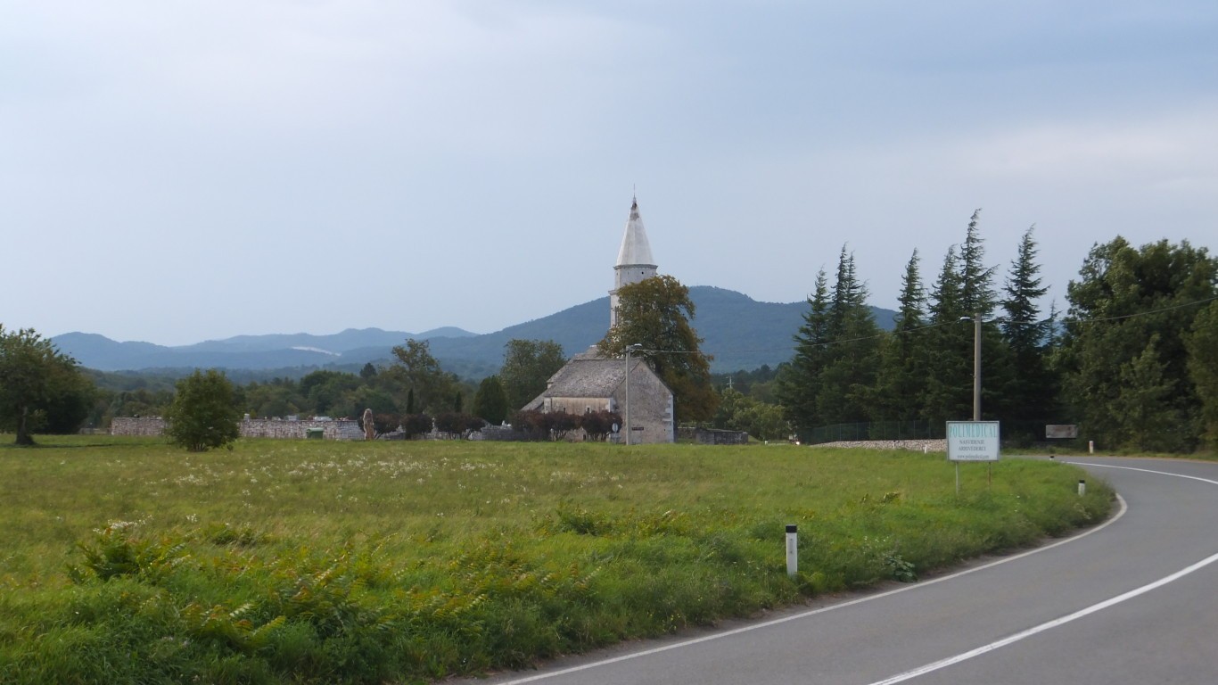 General 1366x768 church Slovenia road outdoors asphalt landscape