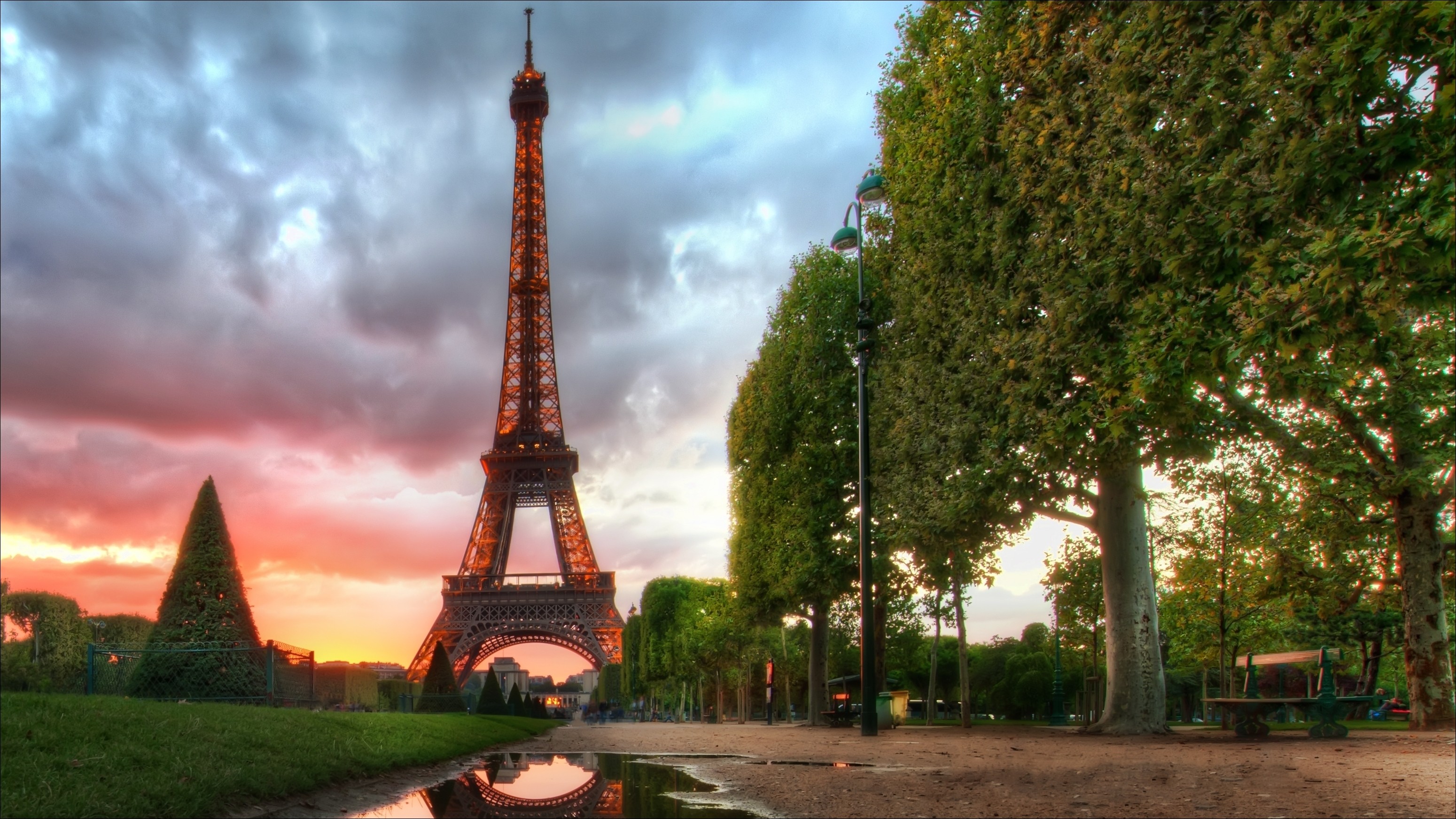 General 3099x1743 Eiffel Tower Paris France trees city landmark Europe