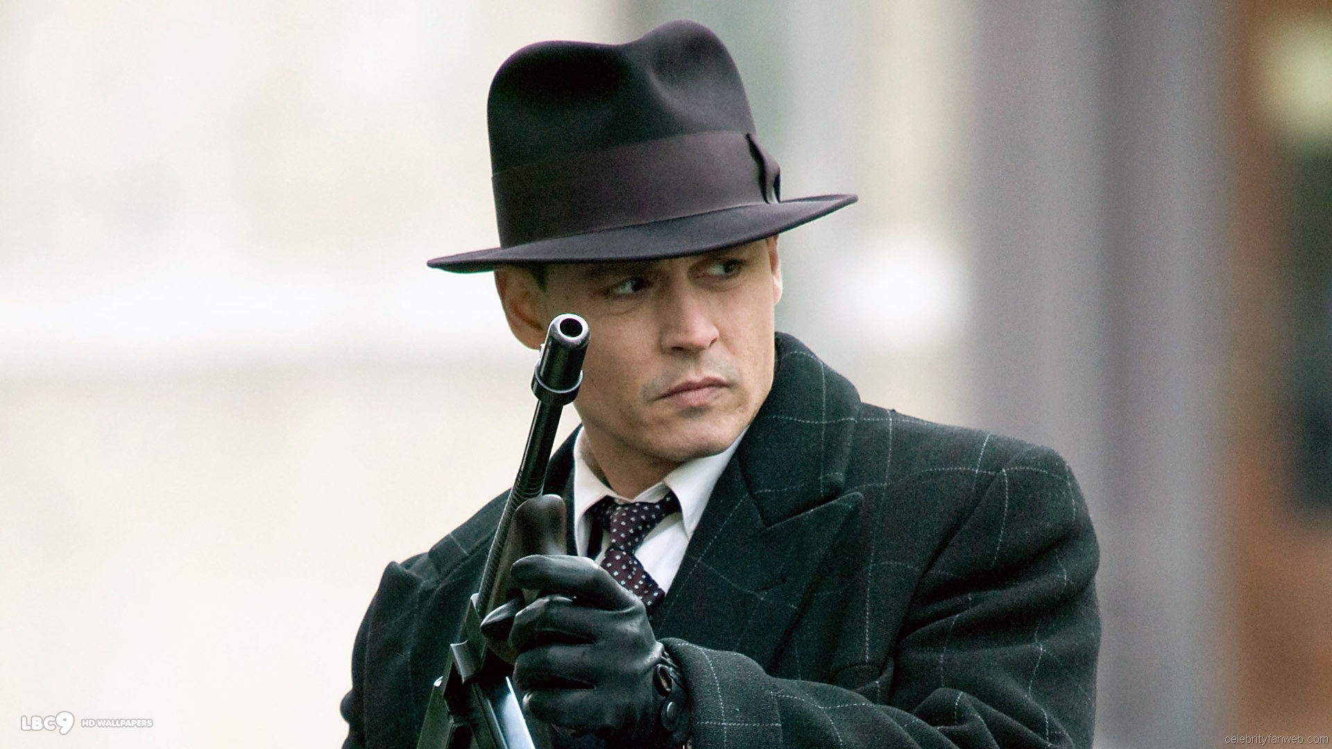 People 1920x1080 Johnny Depp movies Public Enemies 2009 (Year) tommy gun weapon actor hat men