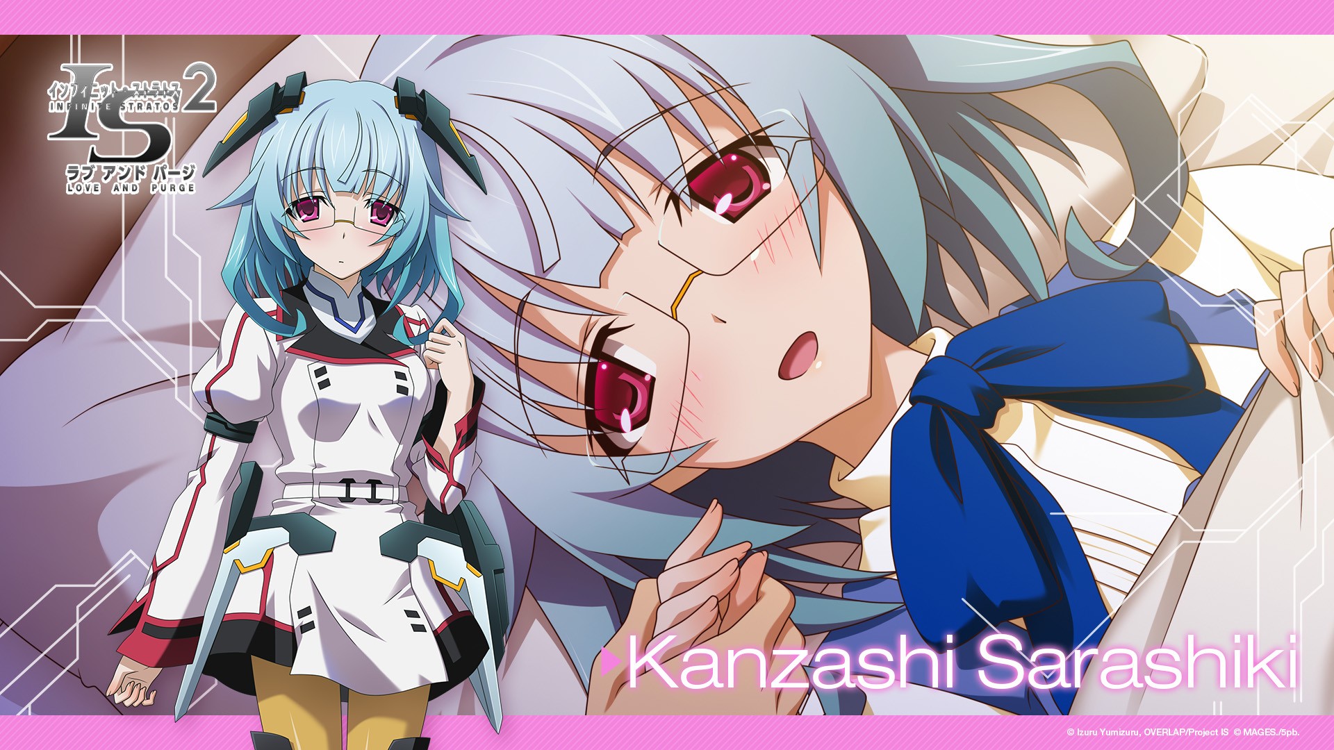 Anime 1920x1080 anime anime girls Infinite Stratos school uniform Sarashiki Kanzashi glasses blue hair meganekko cyan hair women with glasses