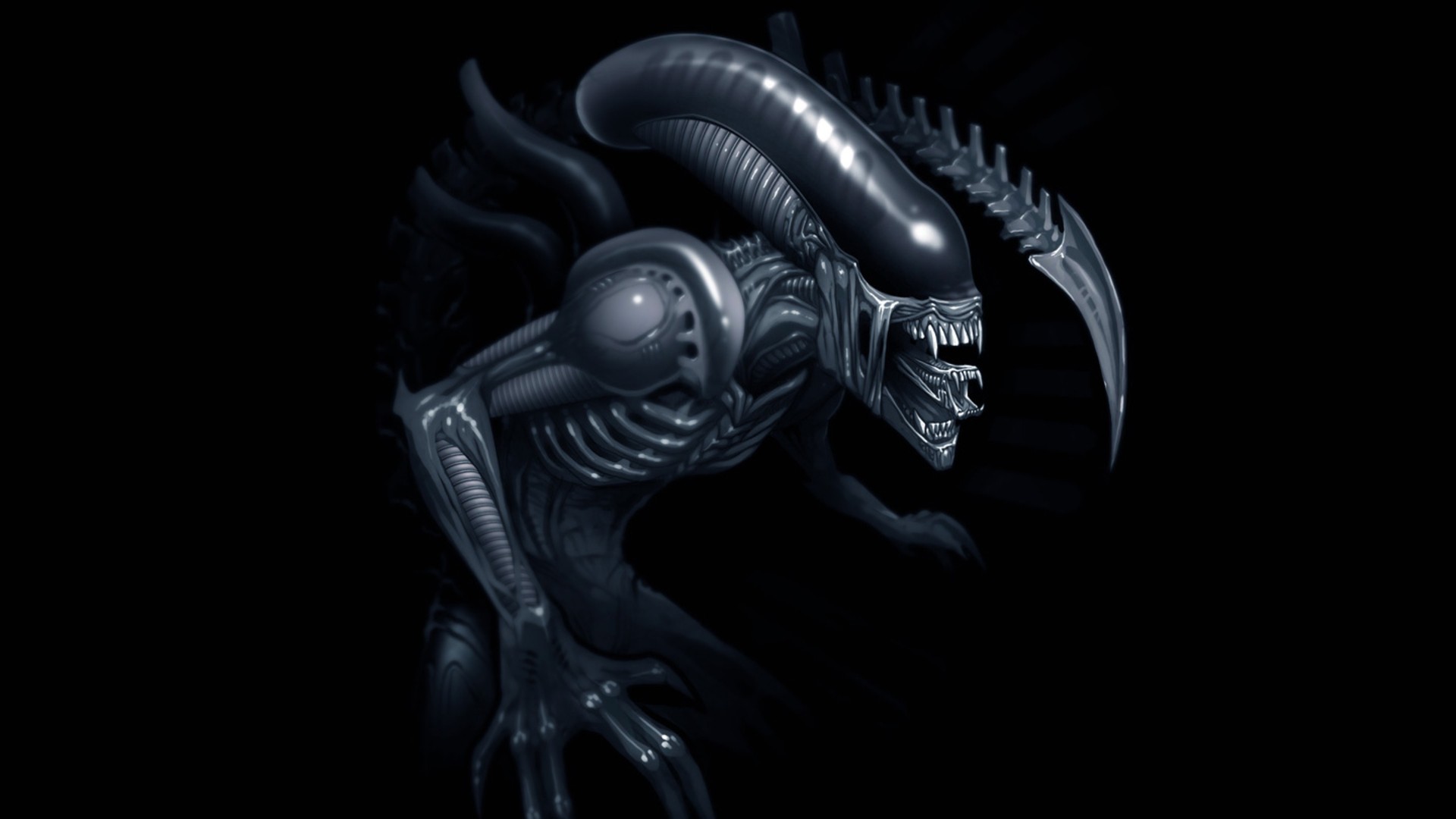 General 1920x1080 Xenomorph aliens artwork Alien (Creature) CGI digital art science fiction horror simple background black background