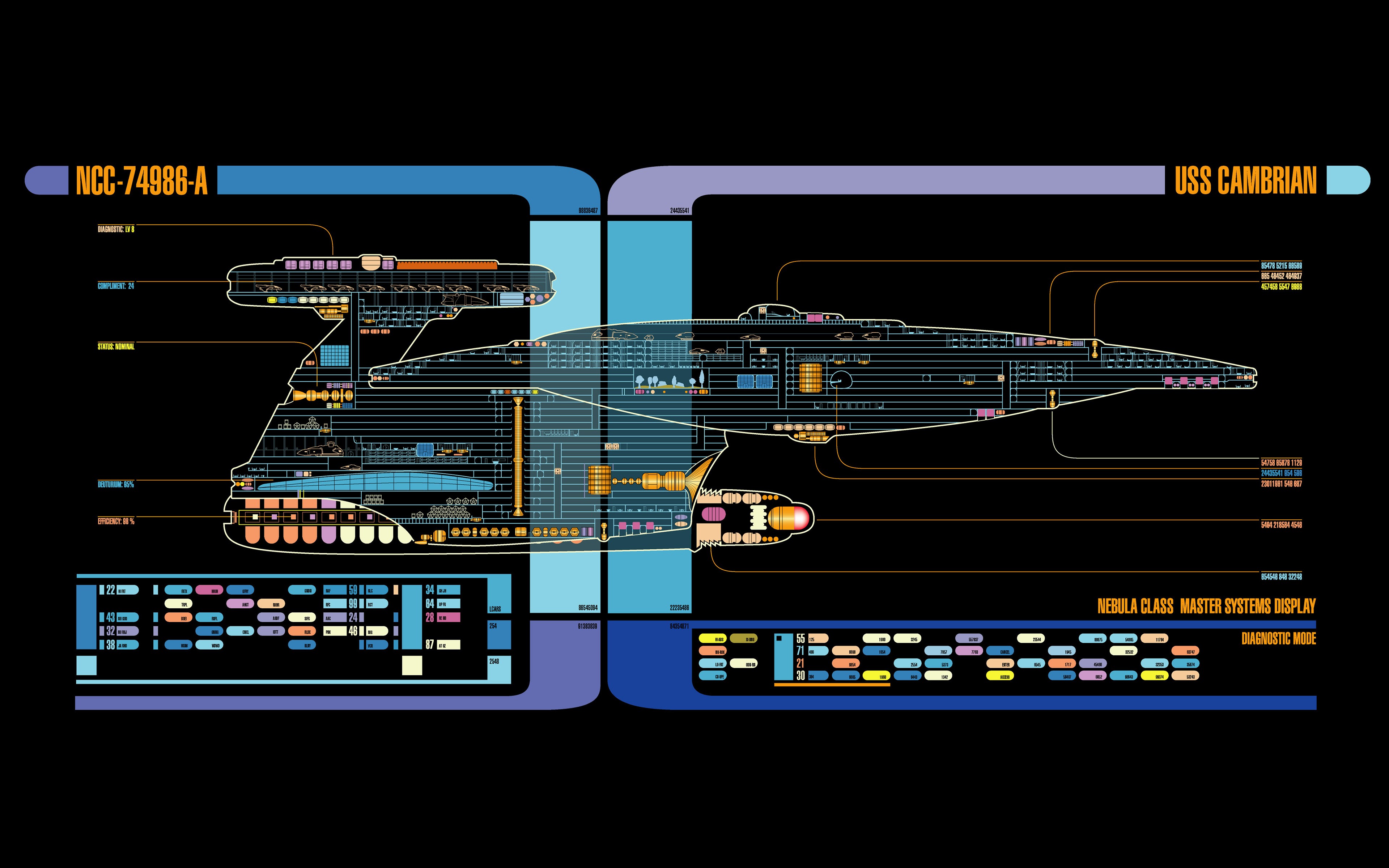 General 3840x2400 Star Trek LCARS spaceship schematic science fiction Star Trek Ships