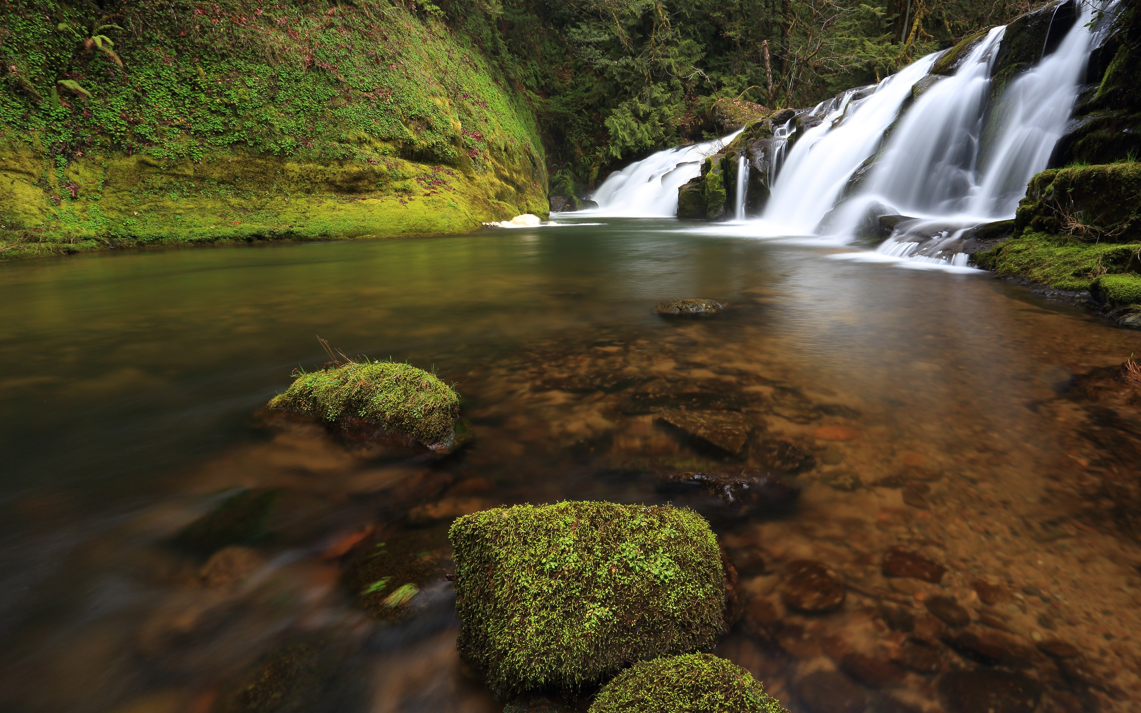 General 3840x2400 landscape waterfall river long exposure moss nature outdoors