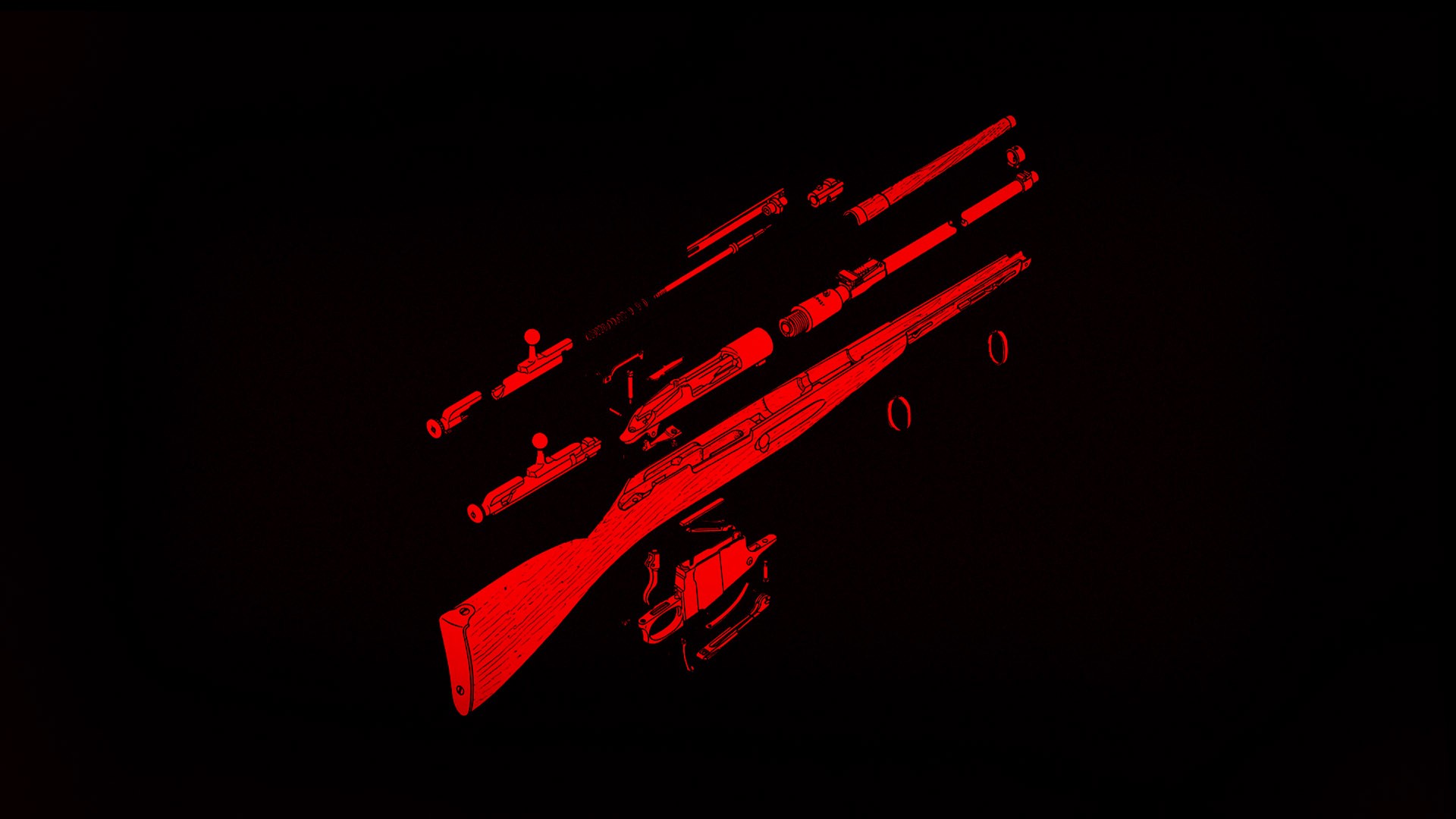 General 1920x1080 Mosin-Nagant Bolt action rifle weapon minimalism black background red rifles Russian/Soviet firearms