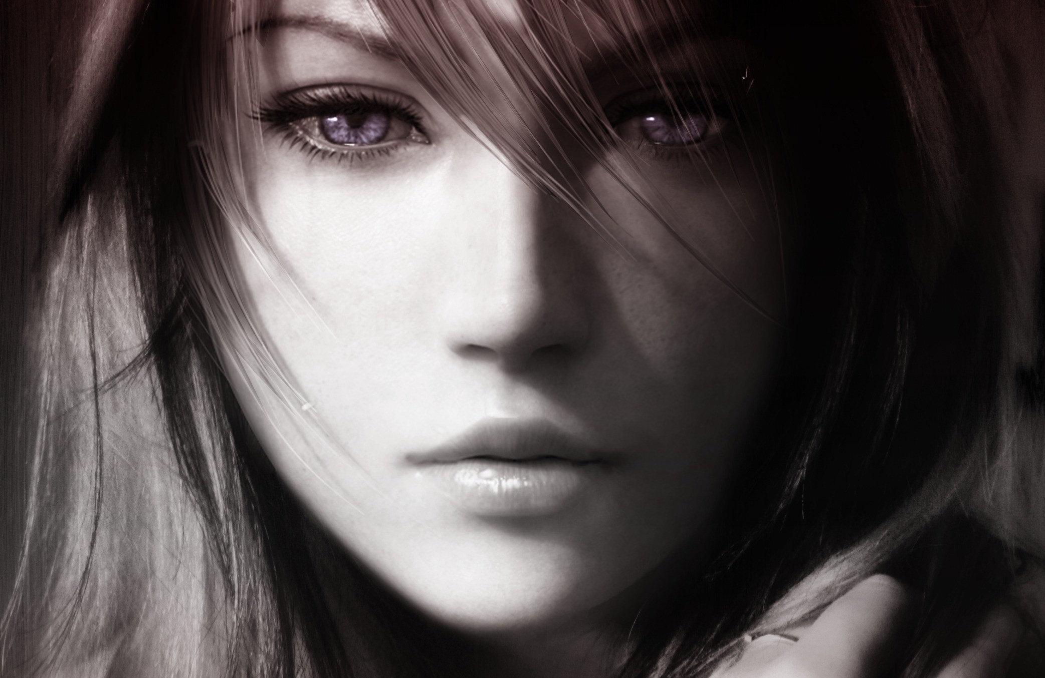 General 2085x1354 Claire Farron Final Fantasy eyes purple eyes digital art video games video game art face closeup video game girls