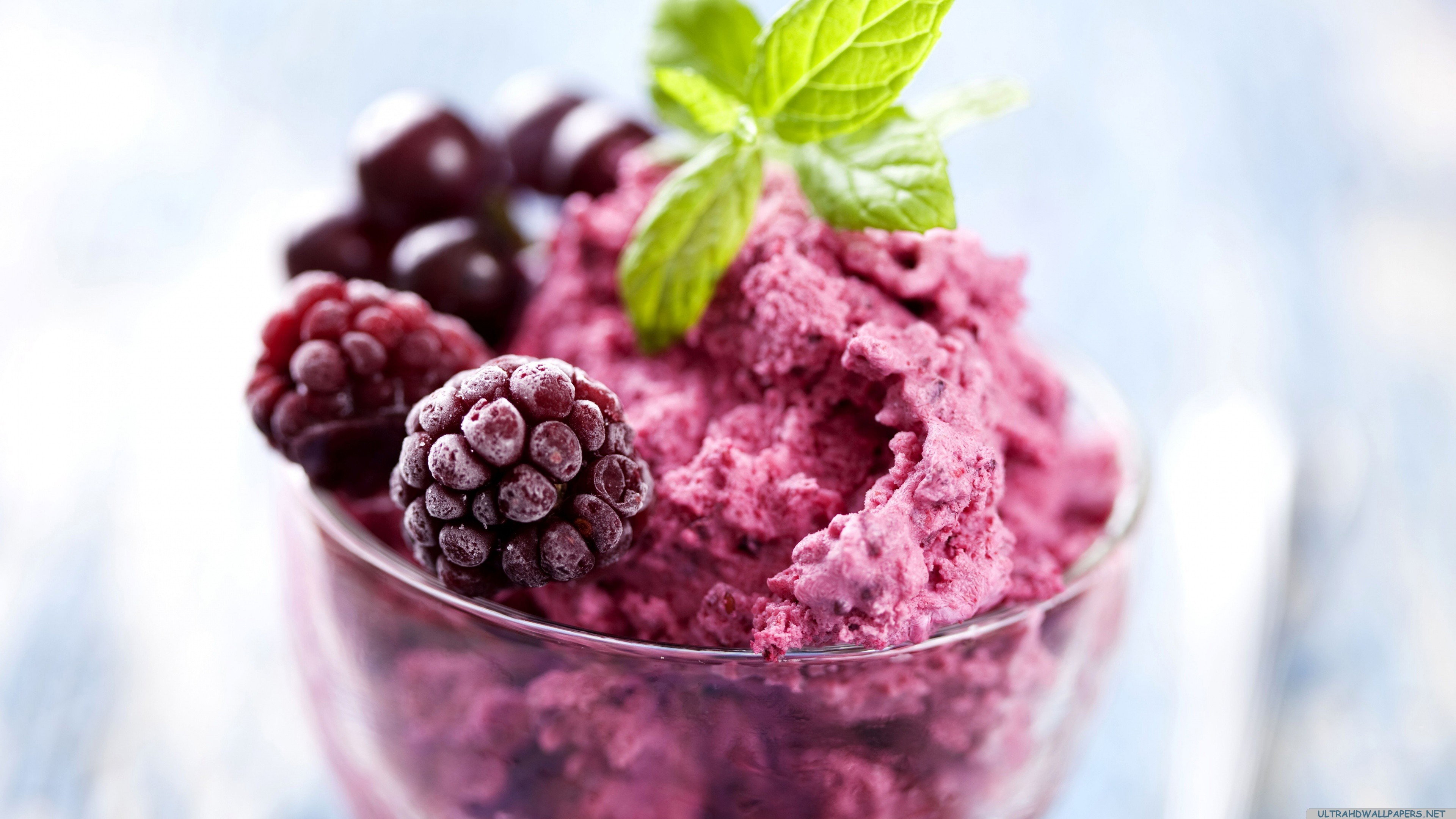 General 3840x2160 dessert macro food sweets ice cream berries fruit