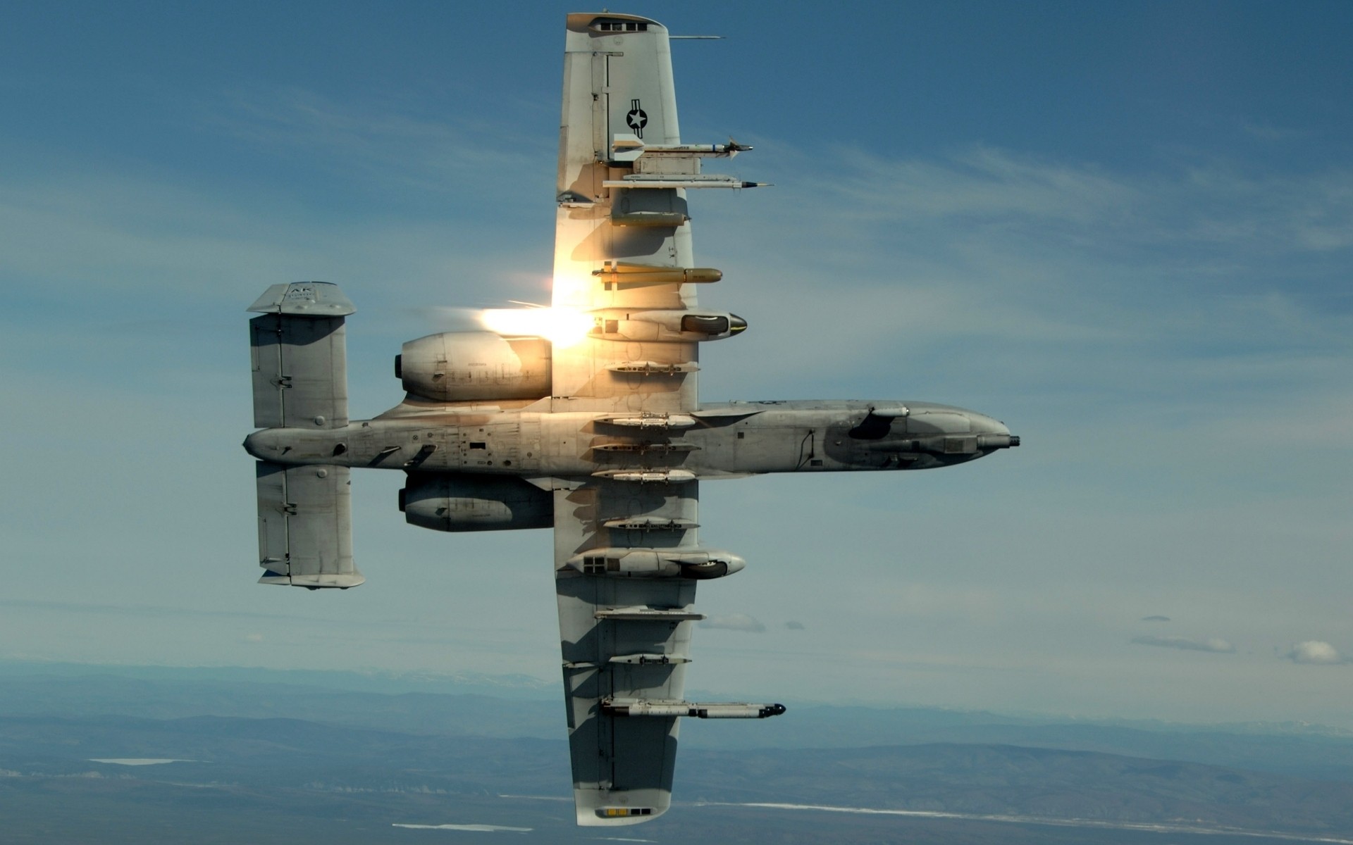 General 1920x1200 aircraft military Fairchild Republic A-10 Thunderbolt II military aircraft vehicle American aircraft sky clouds military vehicle bottom view flying missiles