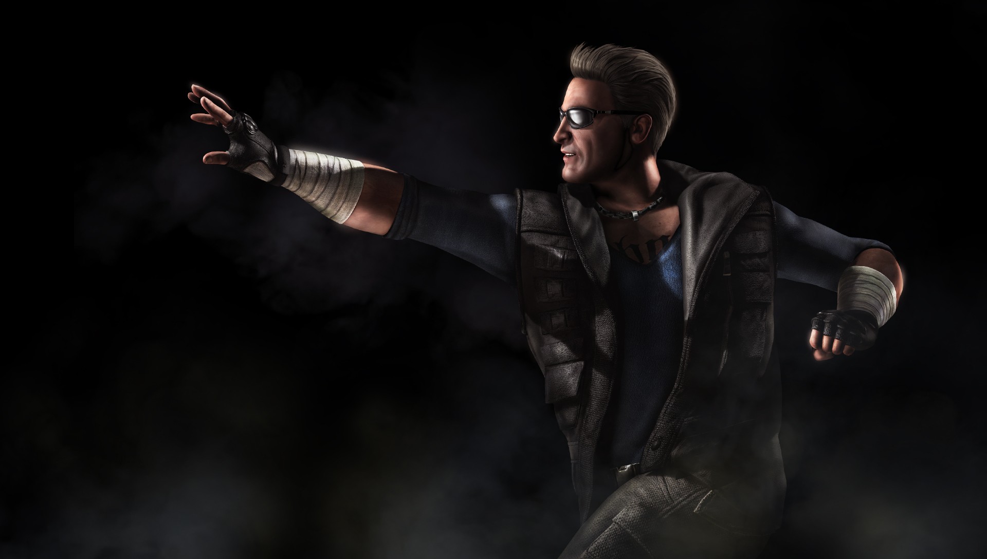 General 1920x1088 Mortal Kombat X video games video game warriors video game men sunglasses video game characters Johnny Cage (Mortal Kombat) simple background black background men with shades