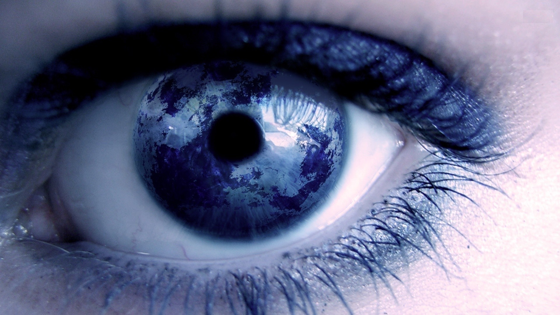 People 1920x1080 eyes closeup blue eyes digital art planet reflection macro women