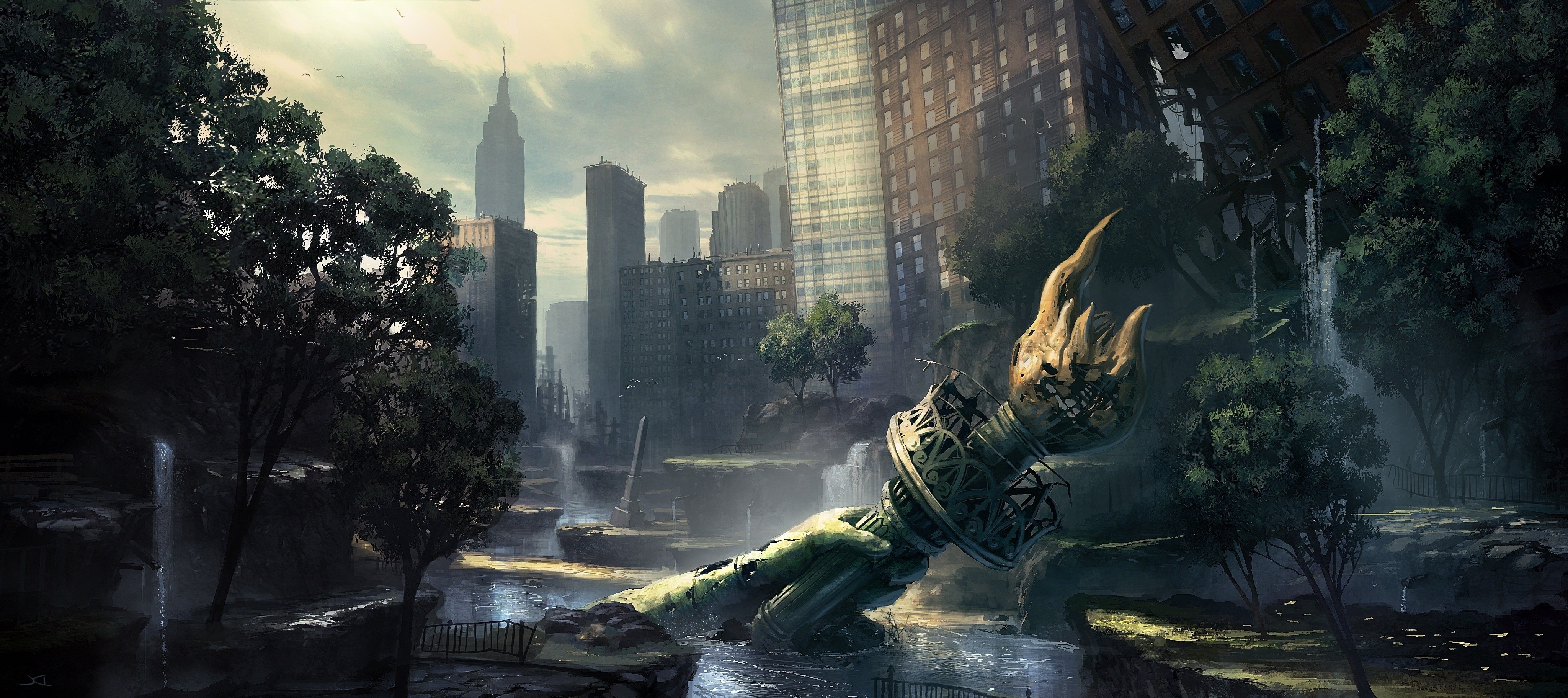 General 4096x1823 Crysis Crysis 2 video games apocalyptic video game art New York City science fiction